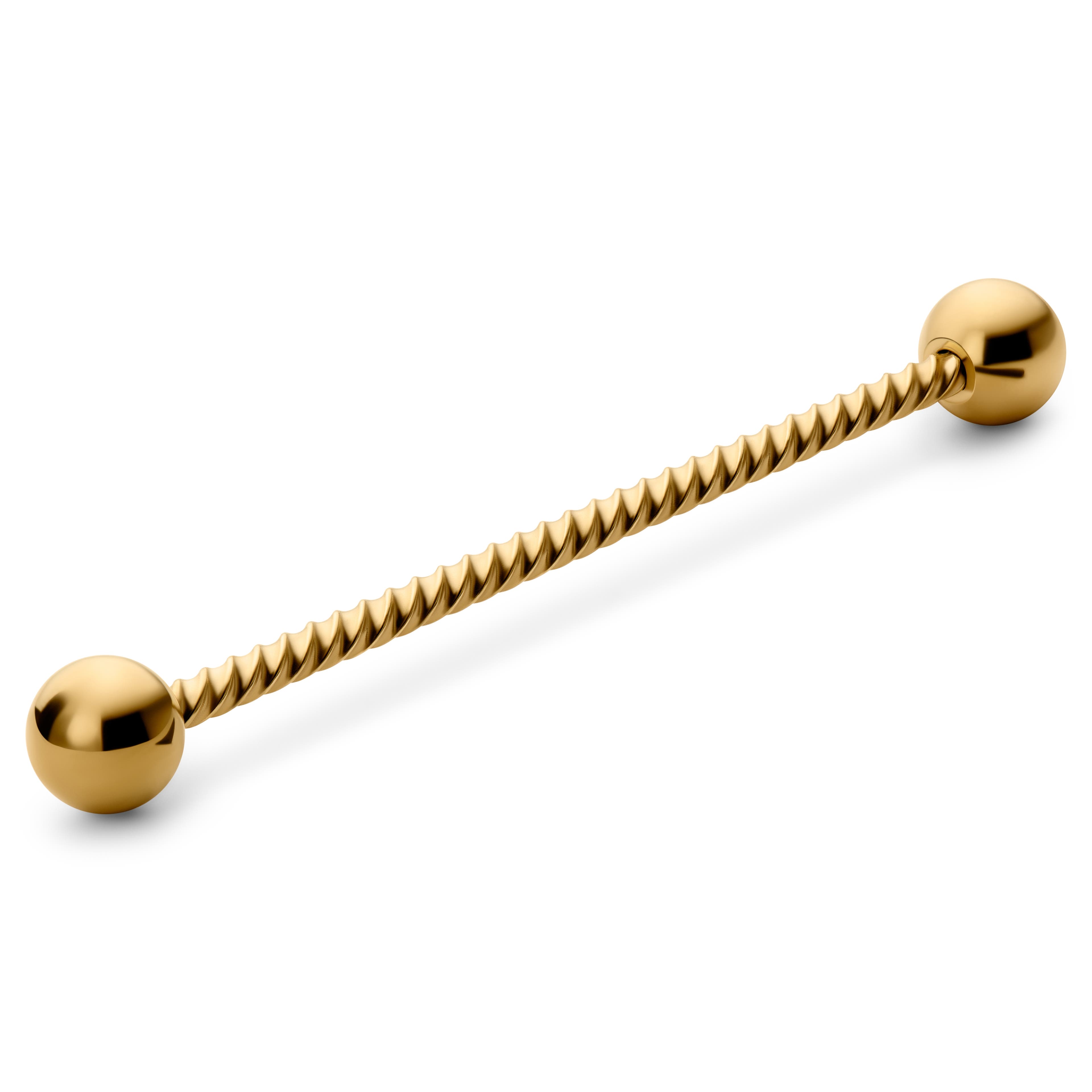 38 mm Gold-Tone Ball-Tipped Surgical Steel Industrial Rope Barbell