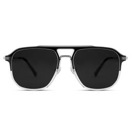 Occasus | Black & Transparent Double Bridge Dark Polarized Sunglasses