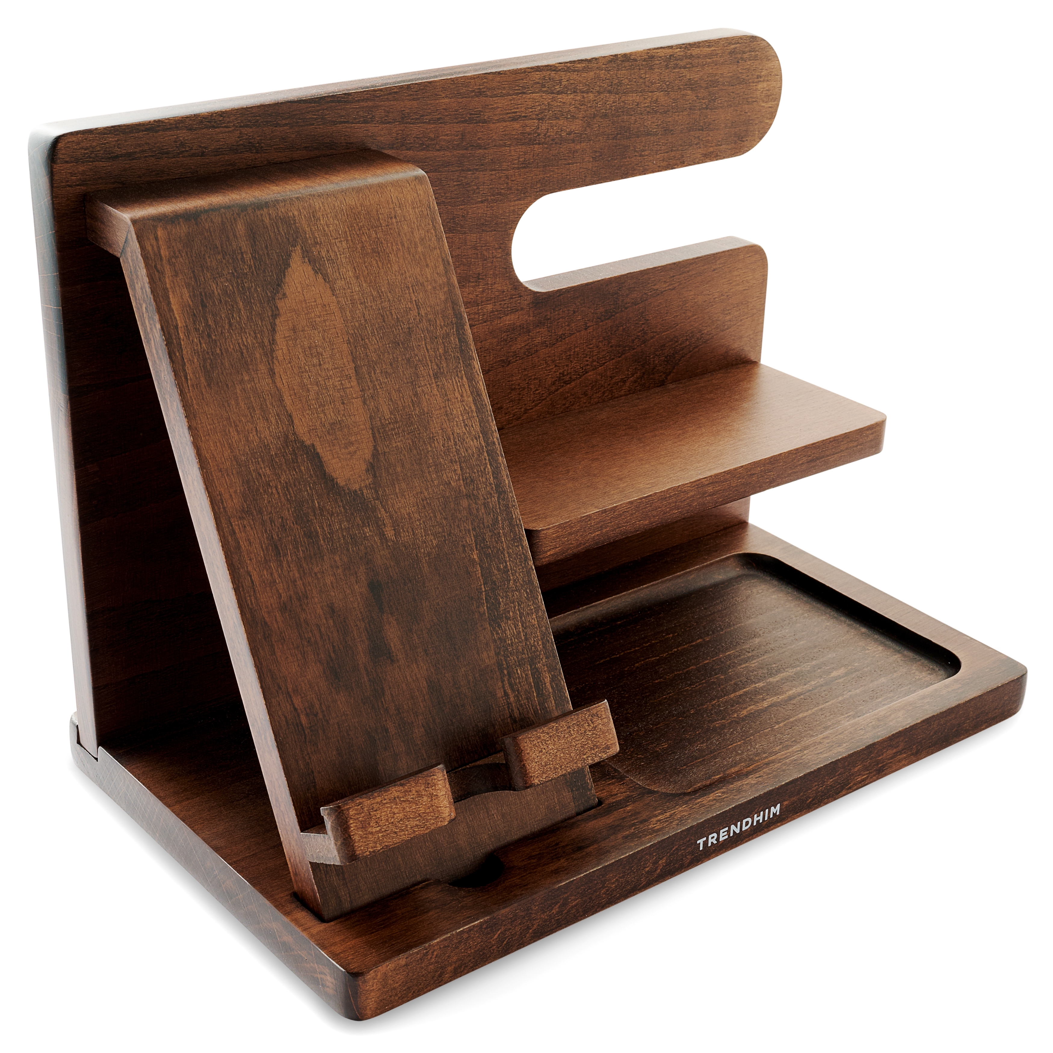 Dark Wood Phone Stand and Desk Organiser - 4