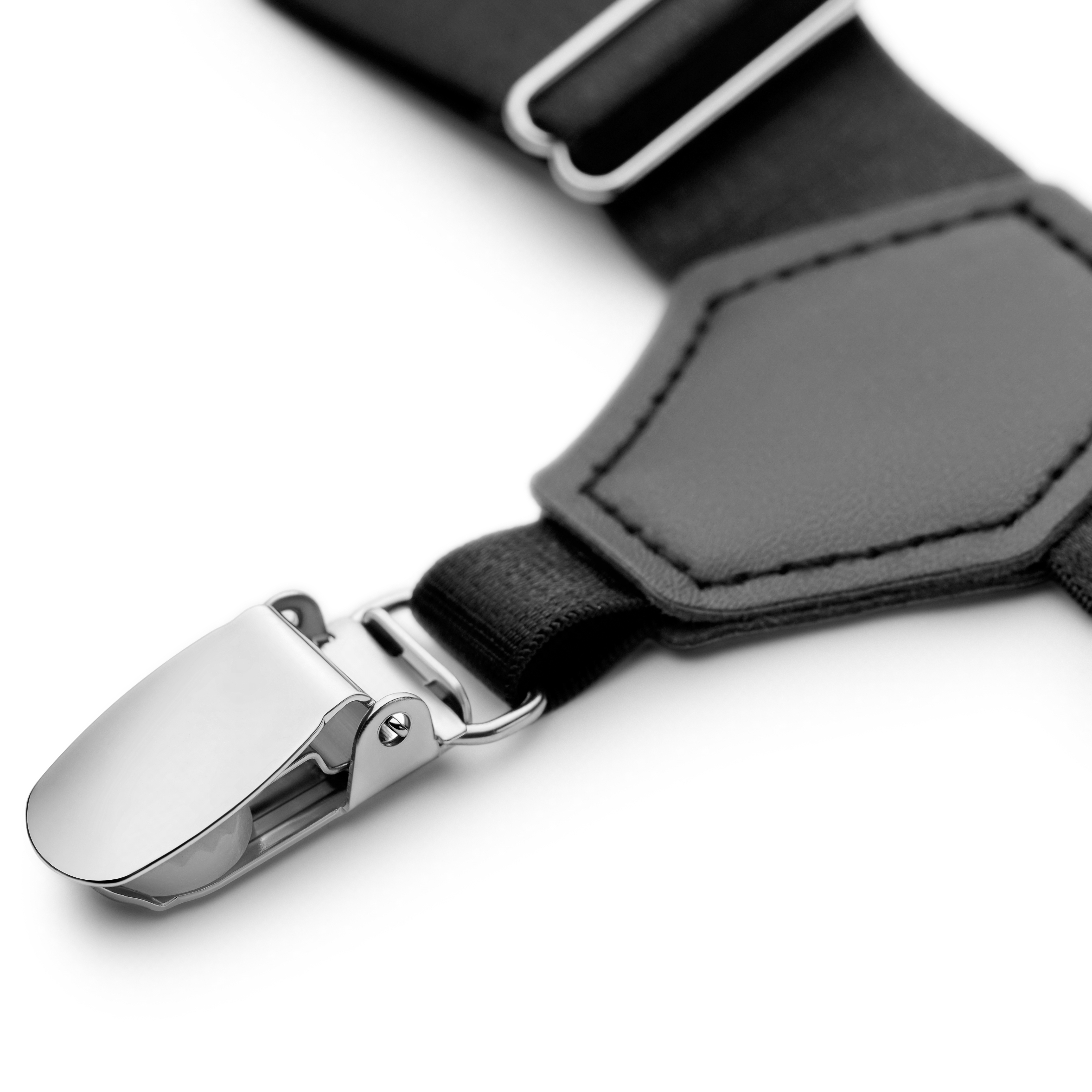 Kleos | Black Sock Garters With Silver-tone Clasps - 4