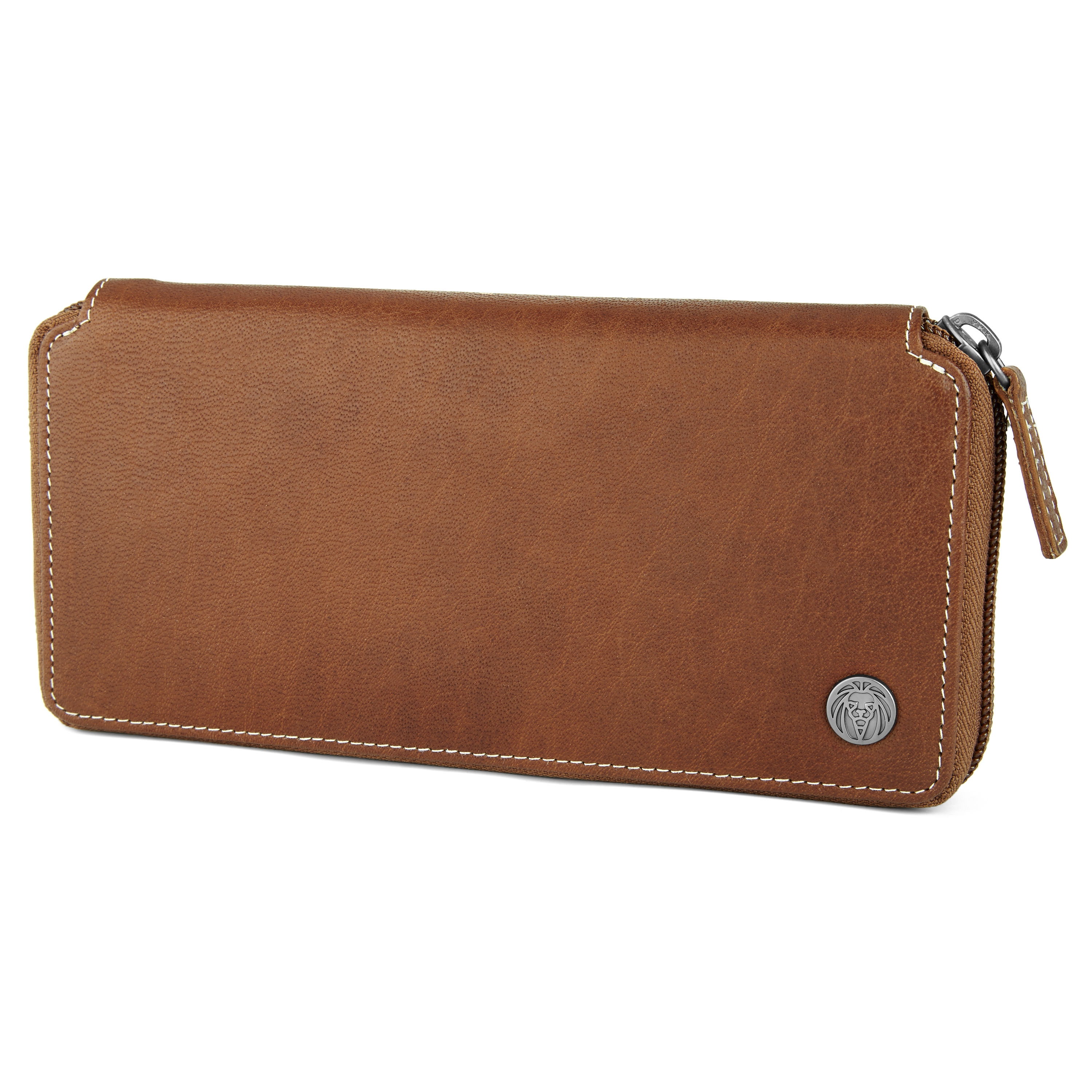  Cartera grande y clásica de cuero canela Oxford - 1