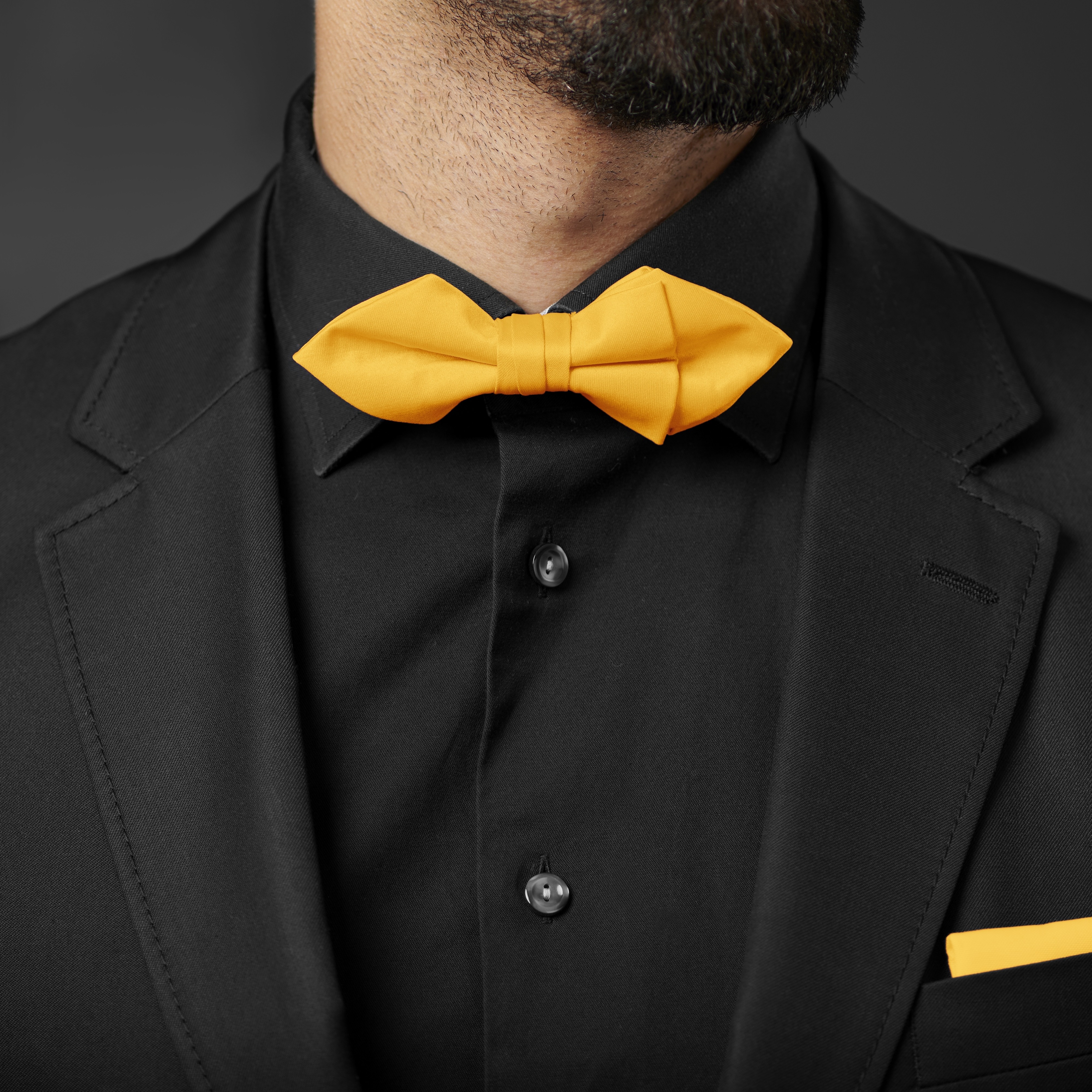 Ocher Yellow Pointy Pre-Tied Basic Bow Tie - 3