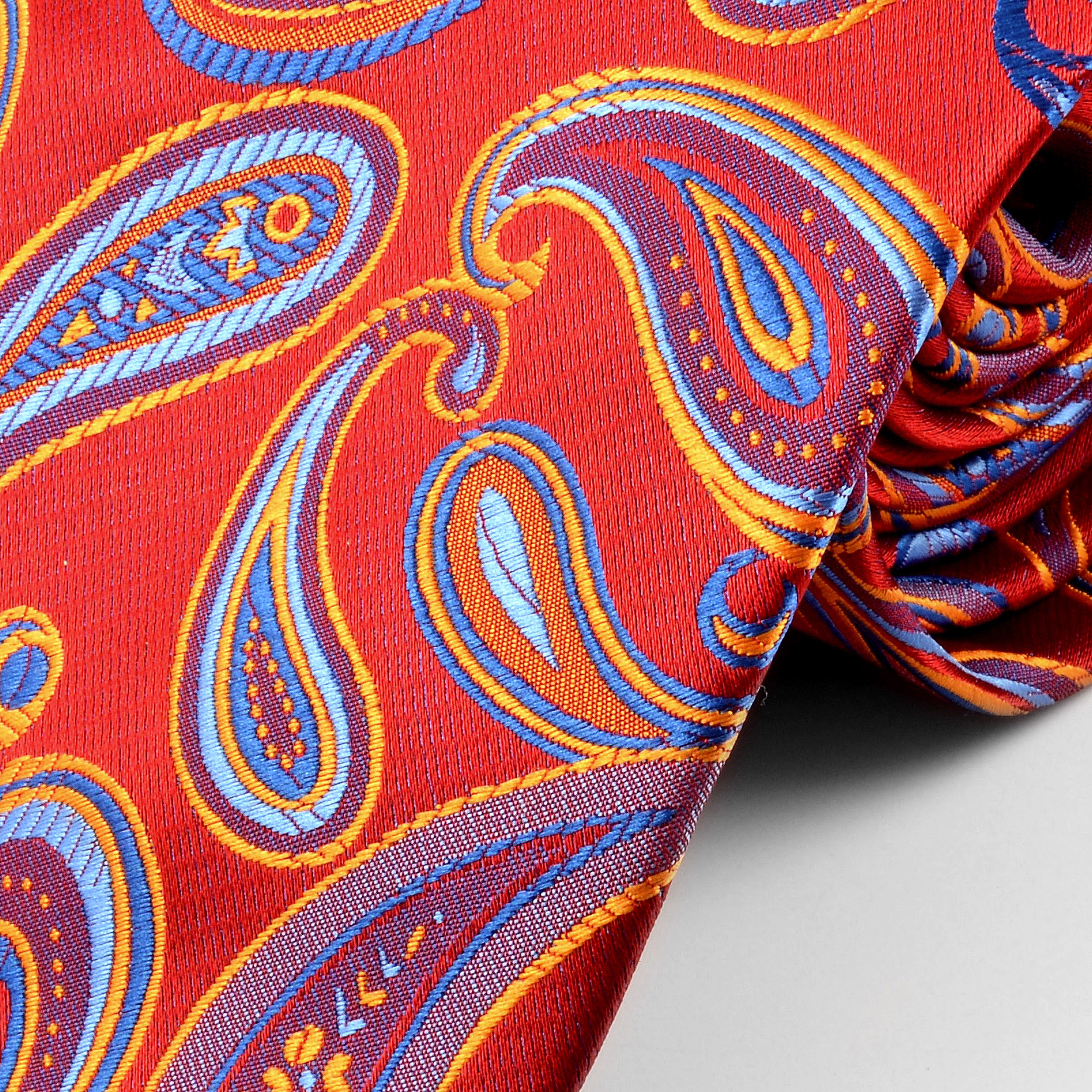 Rød Paisley Silke Slips - 2