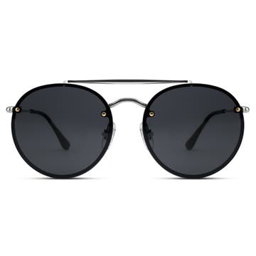 Occasus | Black Round Aviator Sunglasses