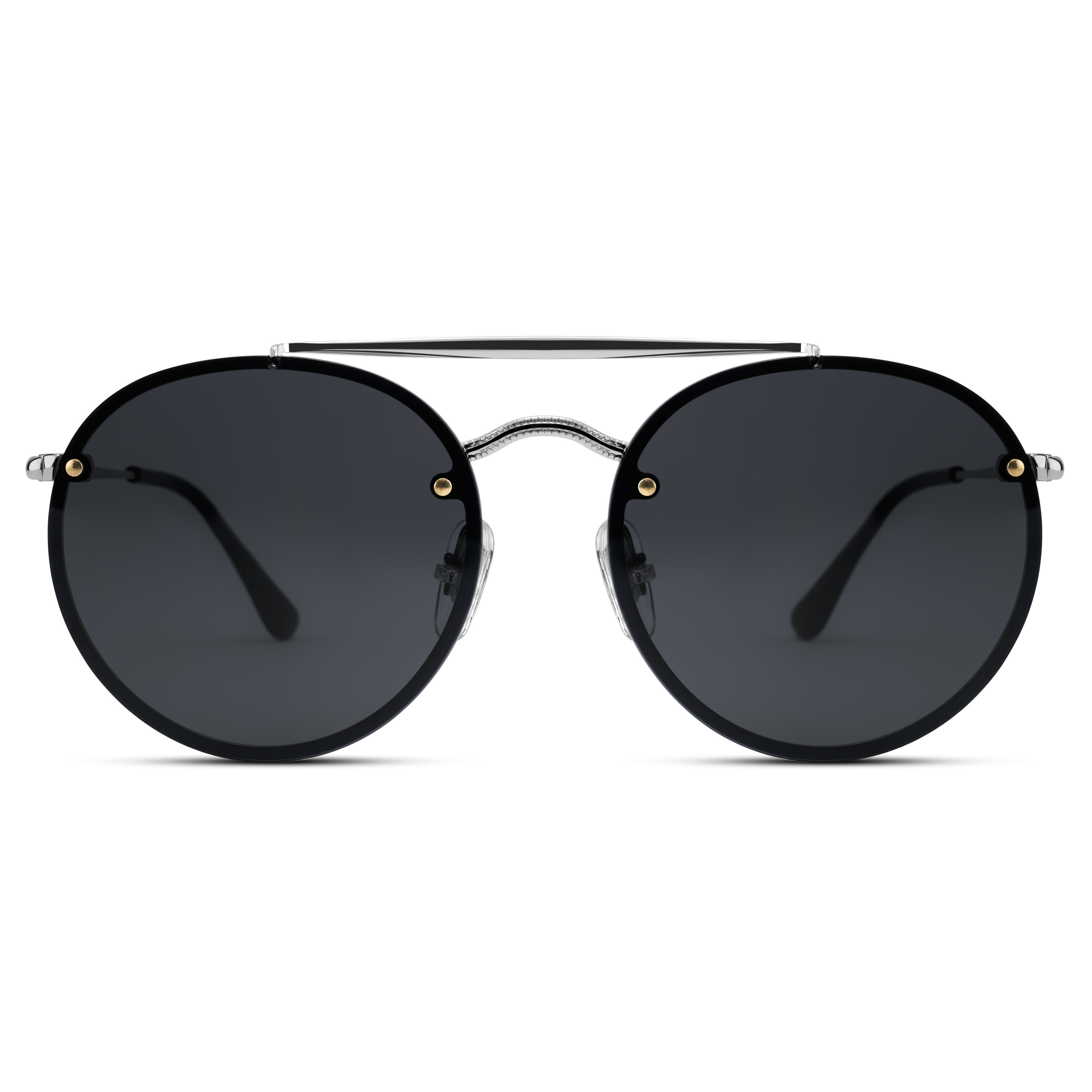 Occasus | Czarne okrągłe okulary przeciwsłoneczne aviator