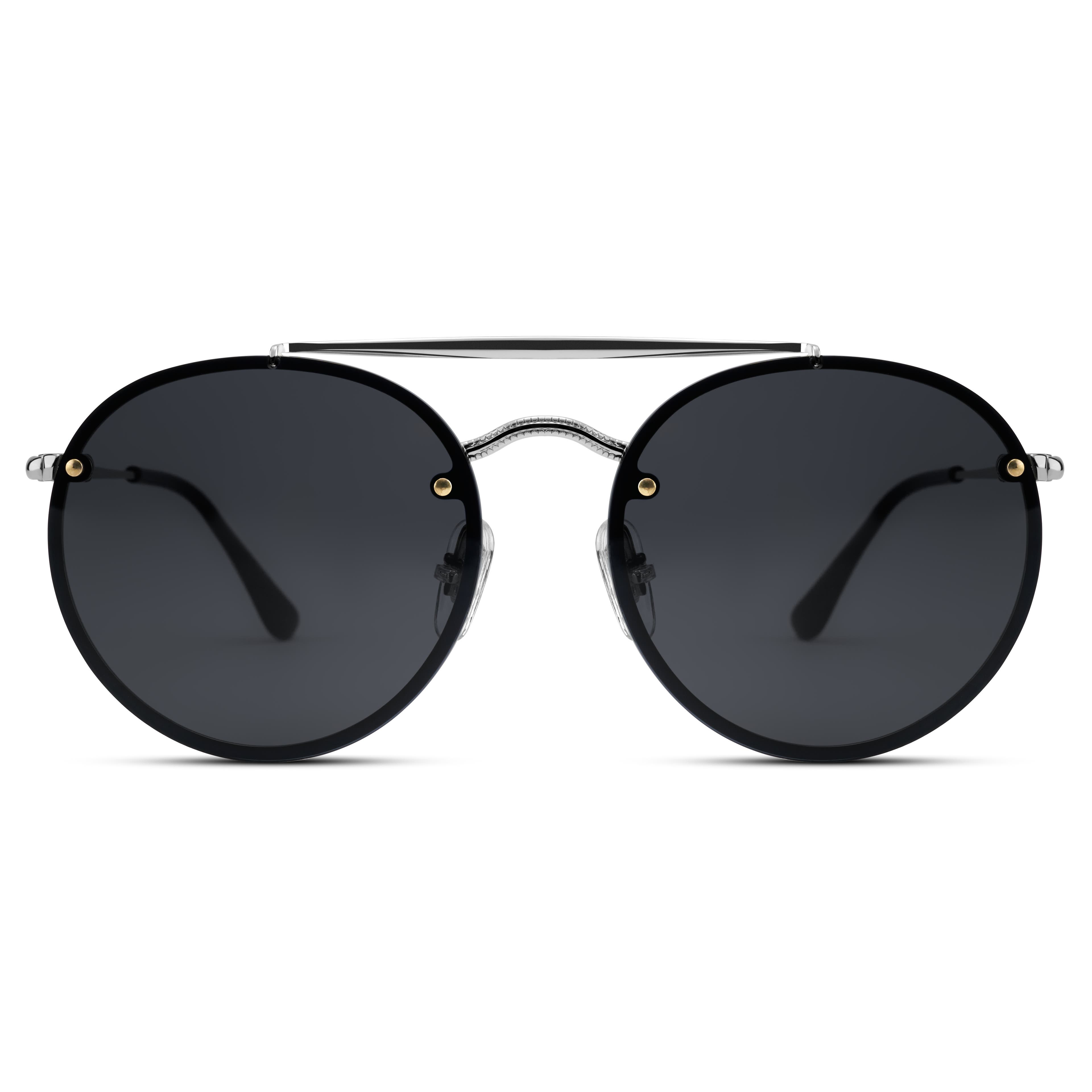 Occasus | Zwarte Ronde Aviator Zonnebril