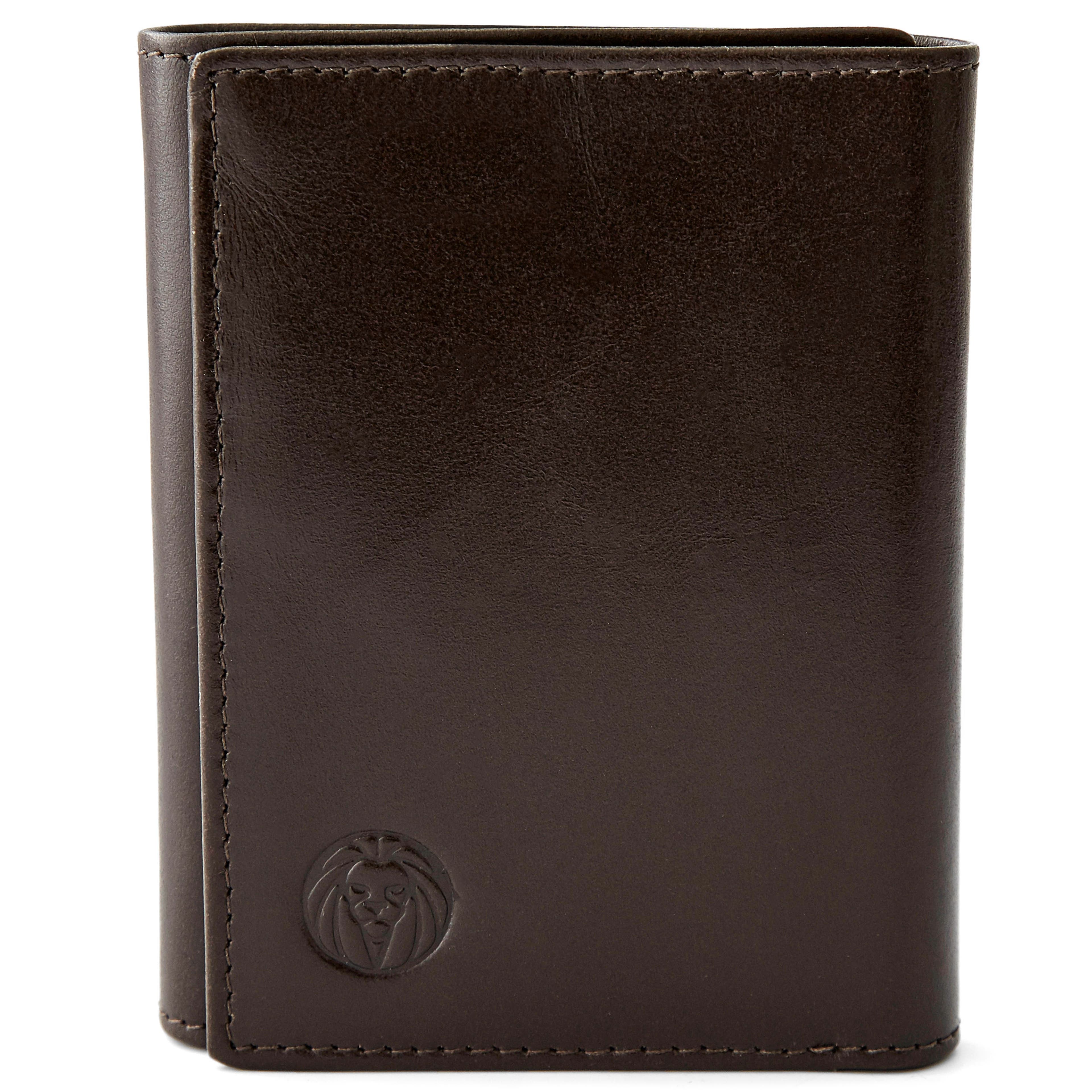Brown Trifold Wallet with RFID Blocker