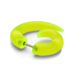 Neon Green Acrylic & Stainless Steel Spiral Fake Gauge Earring