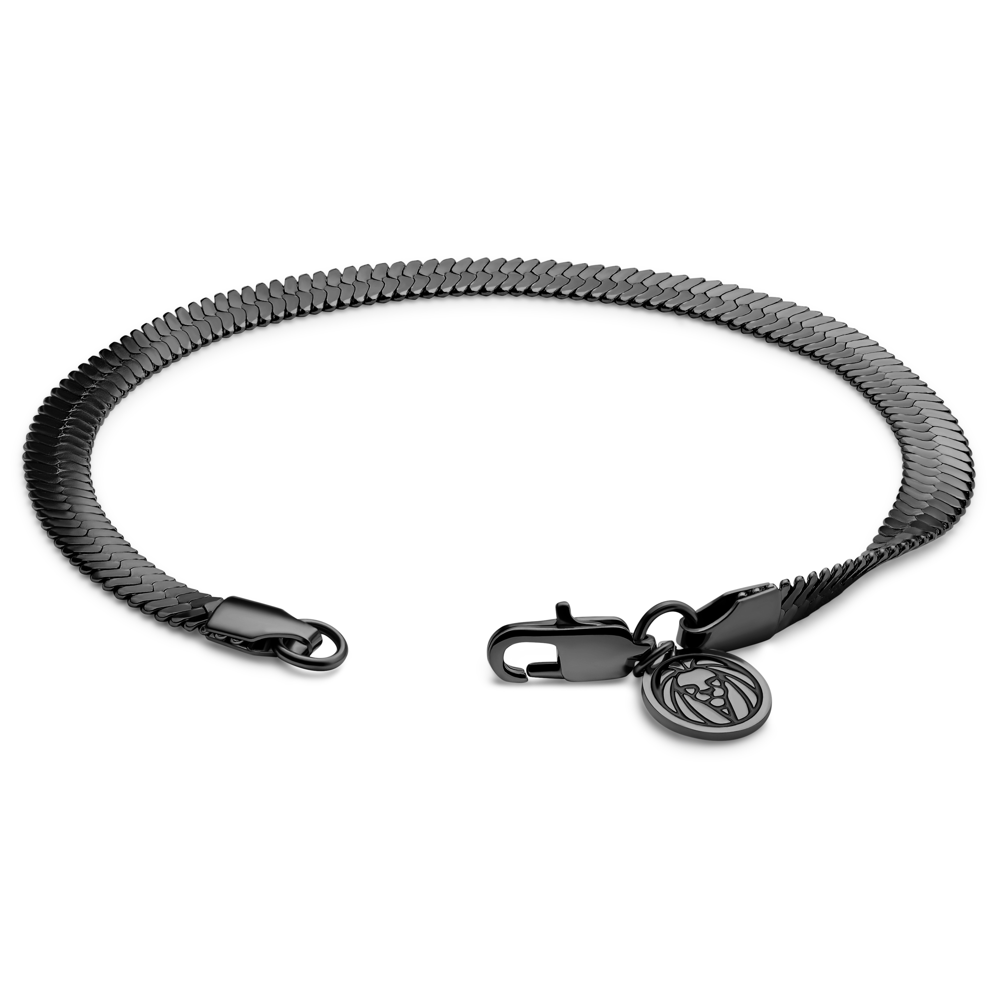 Essentials | 5 mm Gunmetal Black Herringbone Chain Bracelet - 3