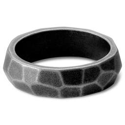 Jax | 7 mm Dark gray Stainless Steel Faceted Band Ring