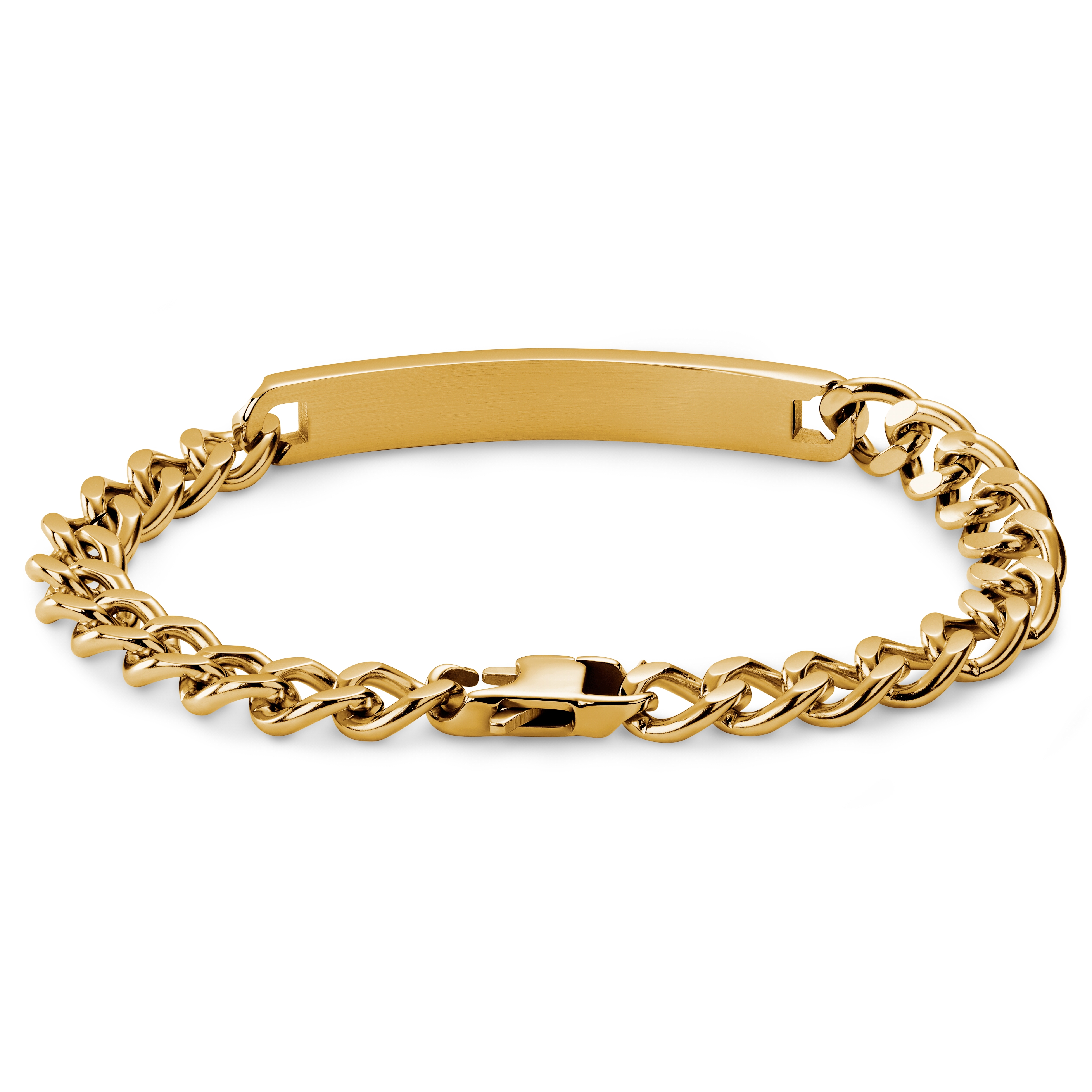 Nomen | Bracelet en acier doré avec plaque d'identification - 7 mm - 4