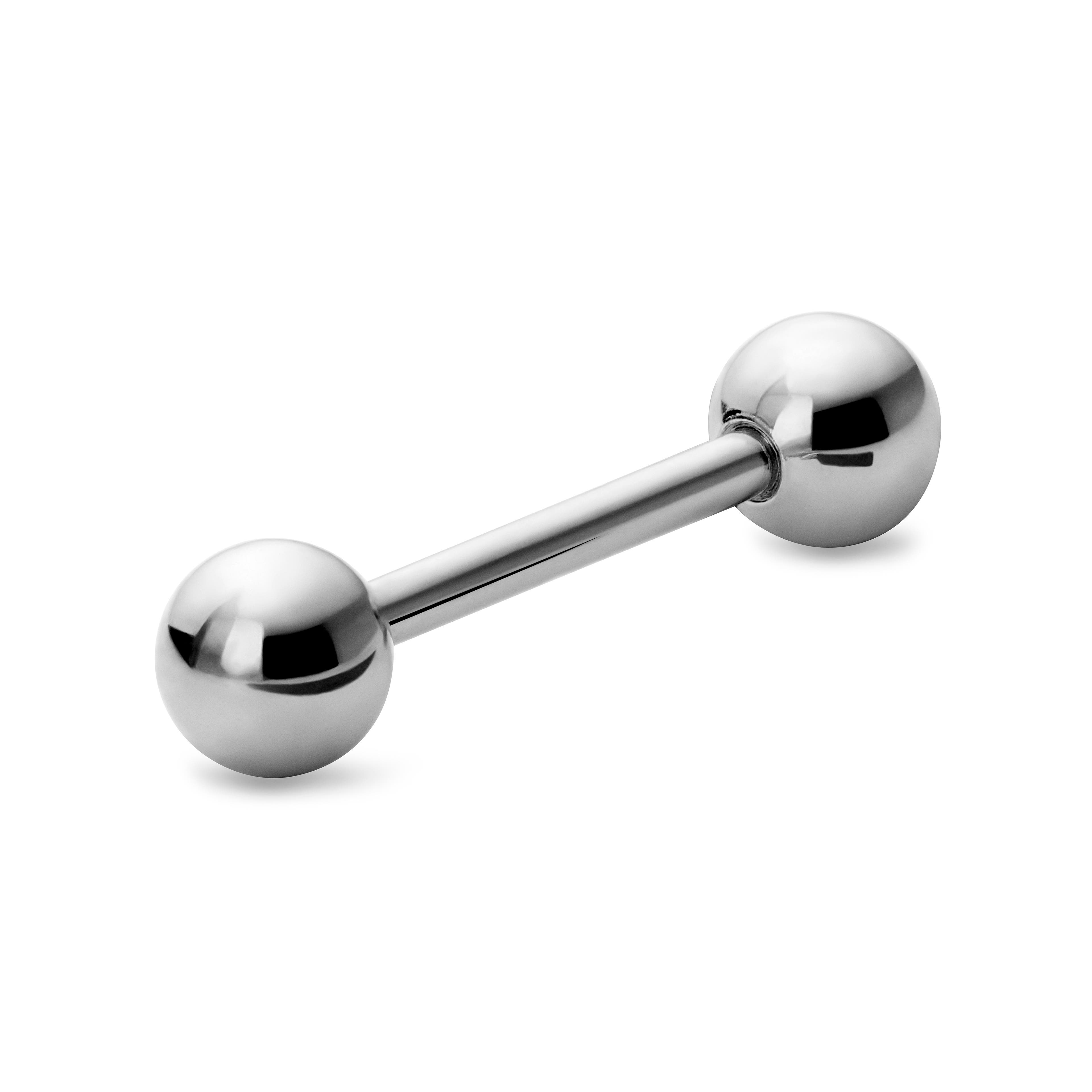 3/8" (10 mm) Silver-Tone Straight Ball-Tipped Surgical Steel Barbell