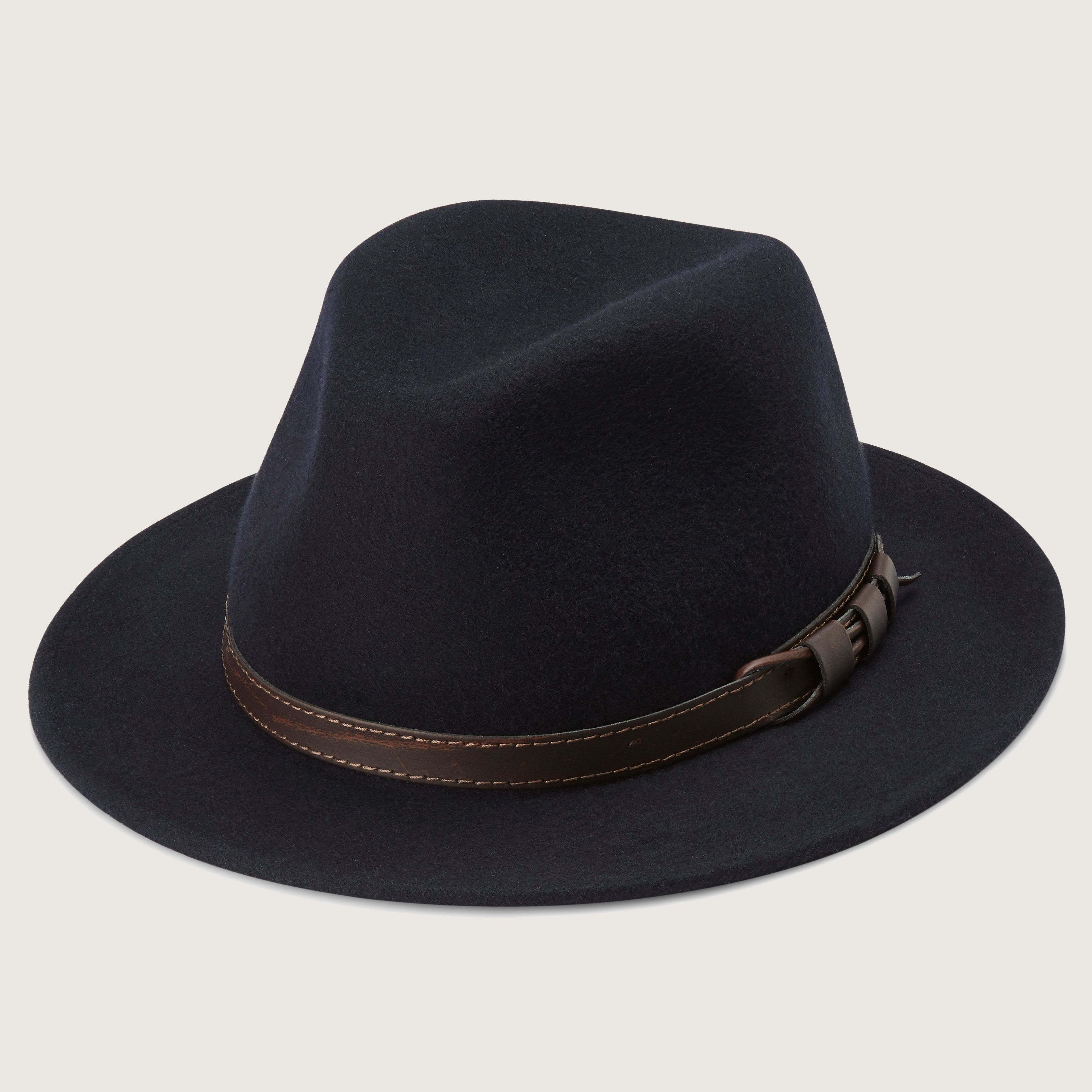 Moda | Navy Blue Wool Flat Brim Fedora Hat | In stock! | Fawler
