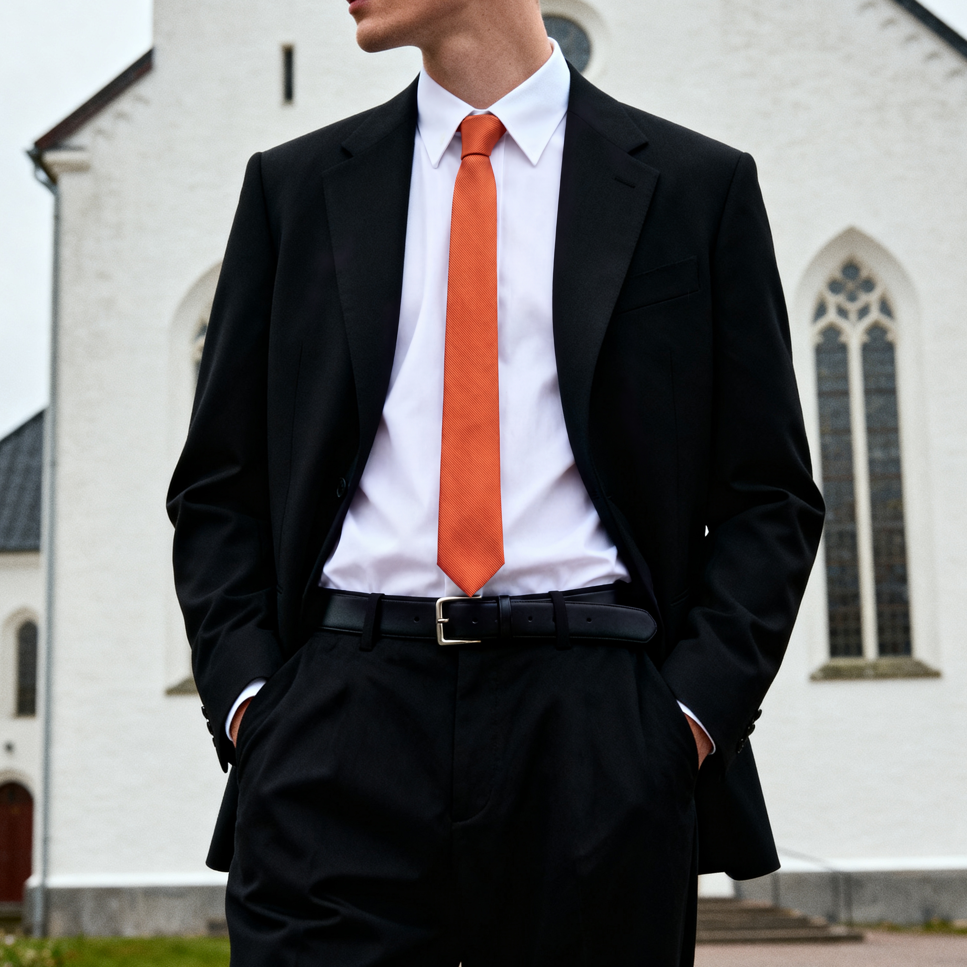 6cm Orange Silk-Twill Tie - 3
