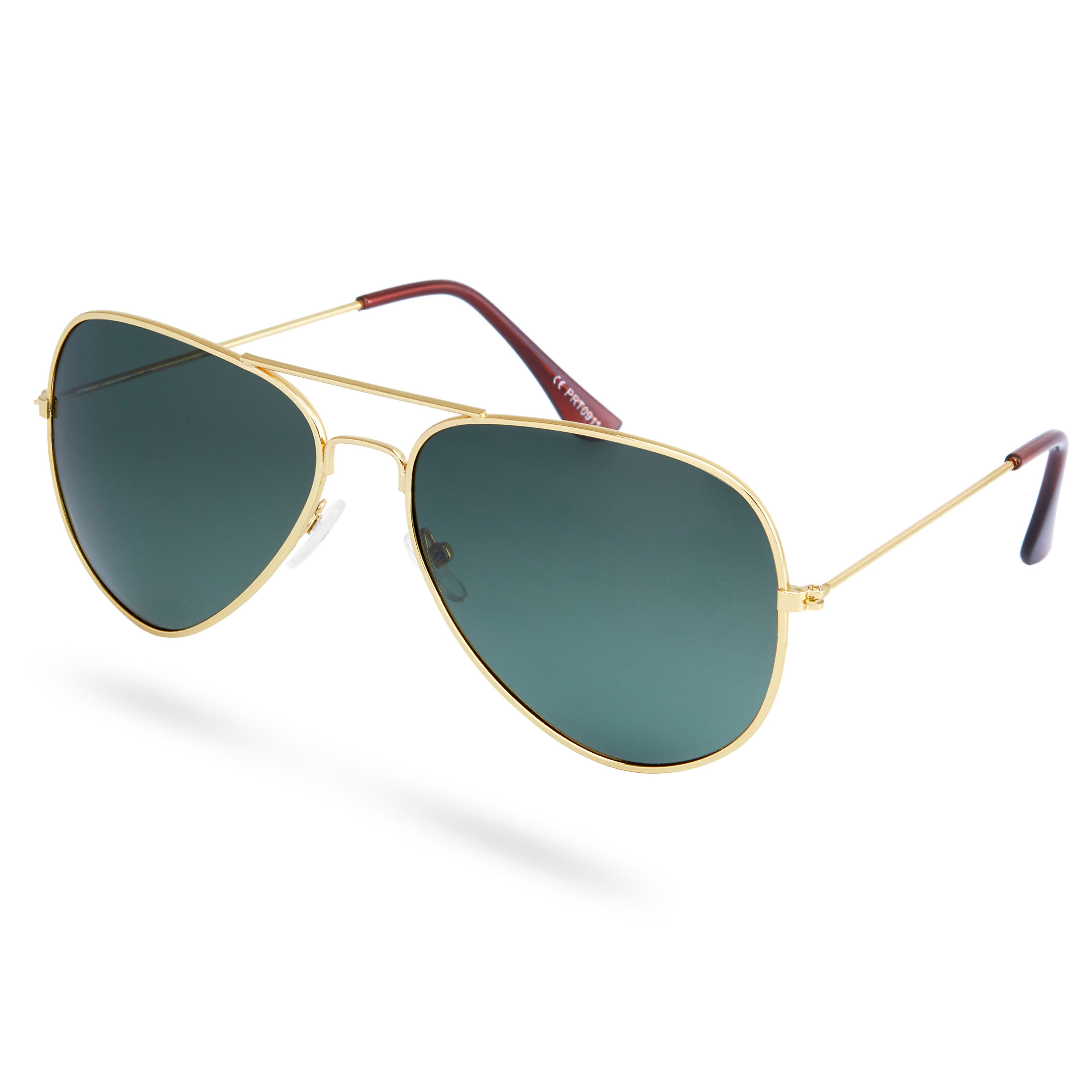 Поляризирани авиаторски слънчеви очила в златисто и тъмнозелено