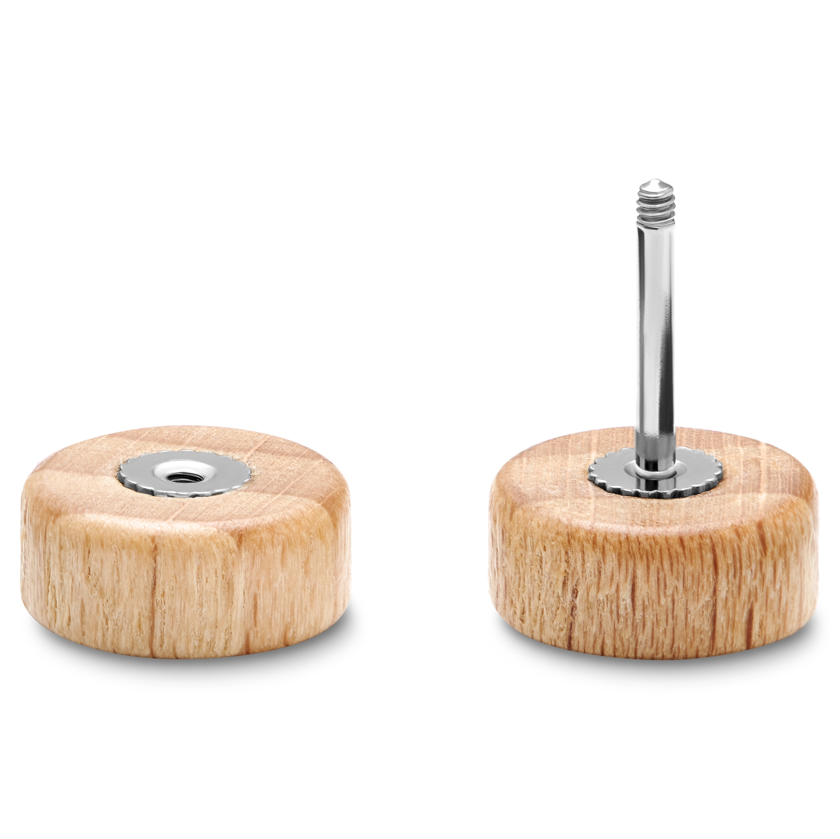 Satago | 10 mm vaalea tammipuinen ja teräksinen feikkiplugi - 2