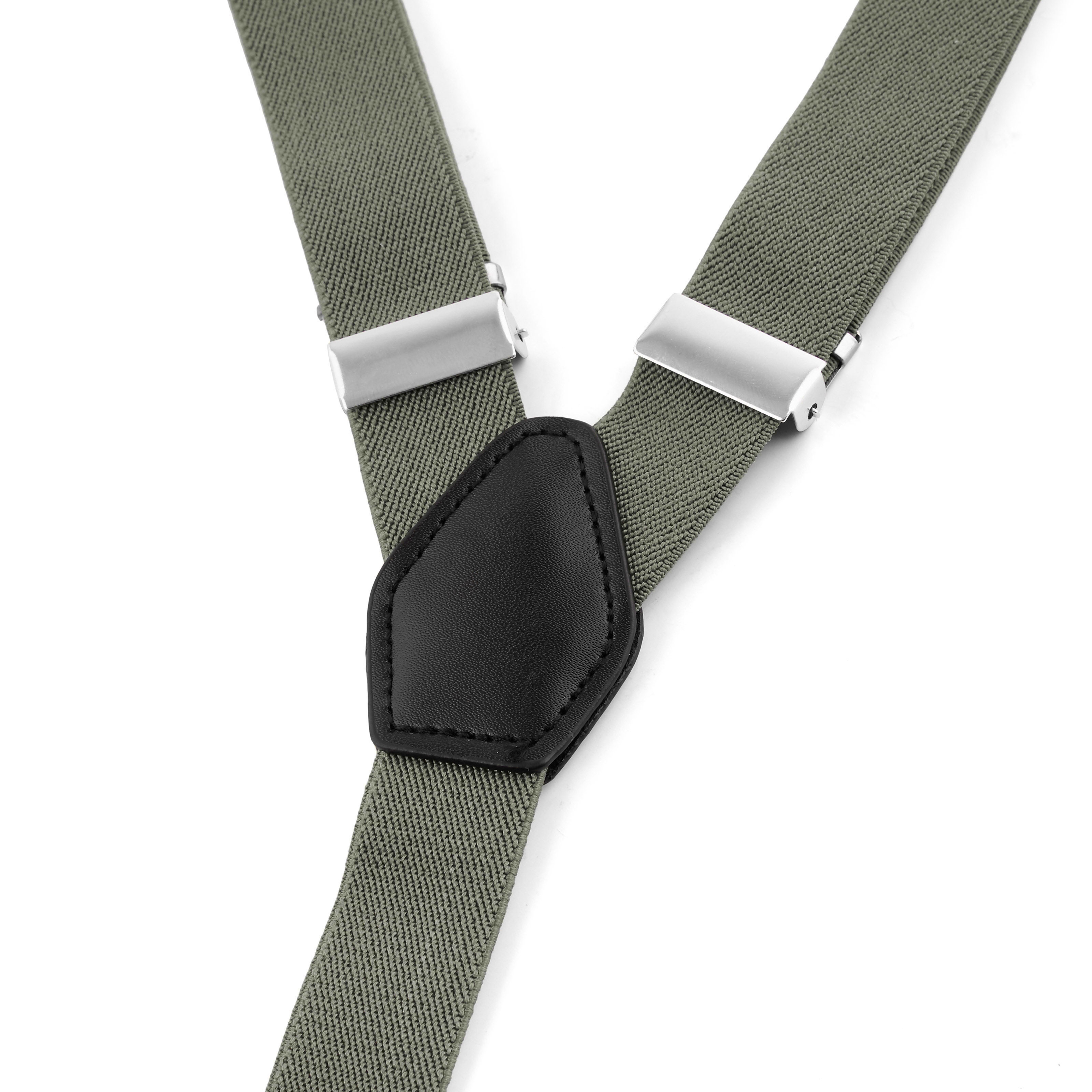 Slim Charcoal Split Button Braces - 2