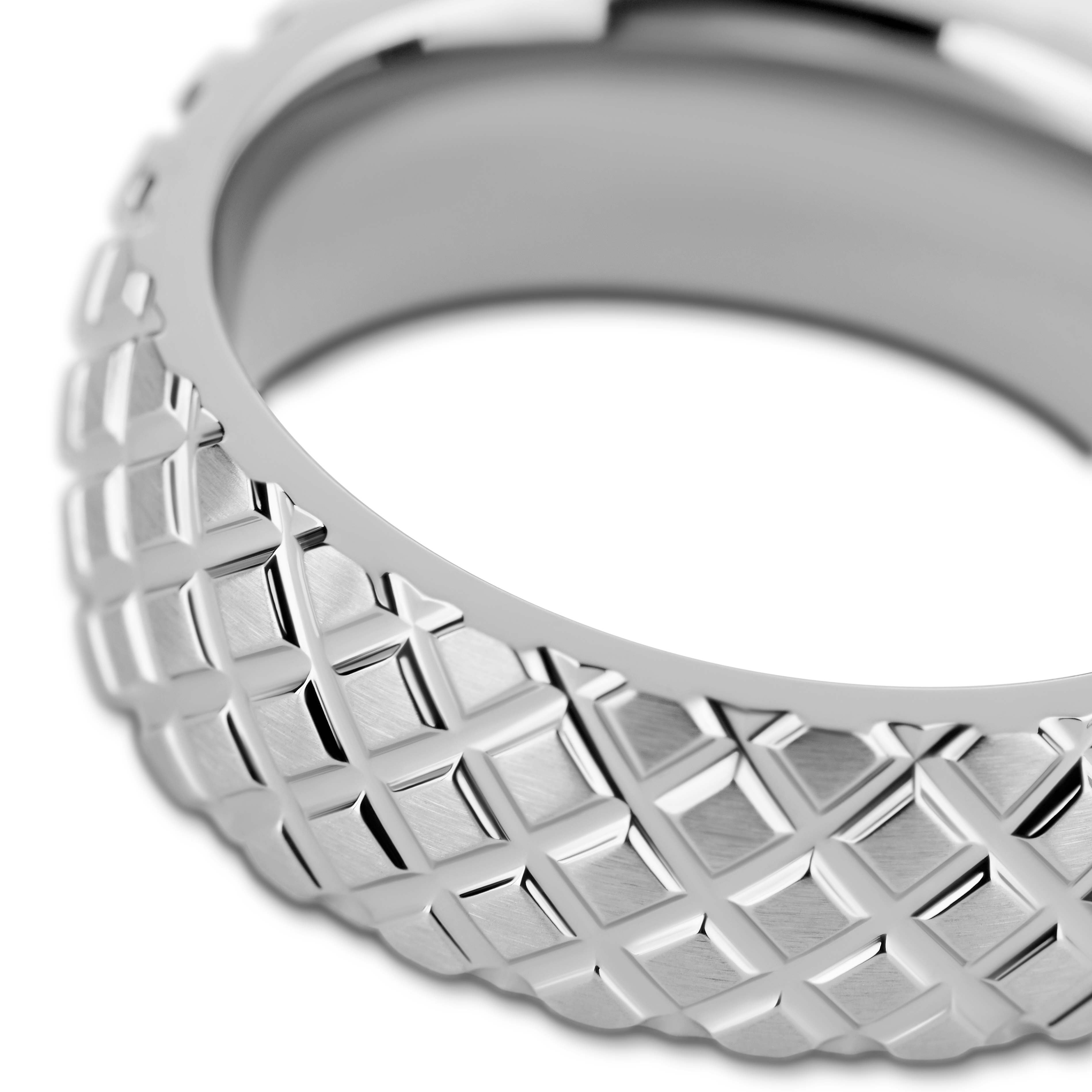 Hyperan | 8 mm Silberfarbener Titanring mit Reifenmuster - 3