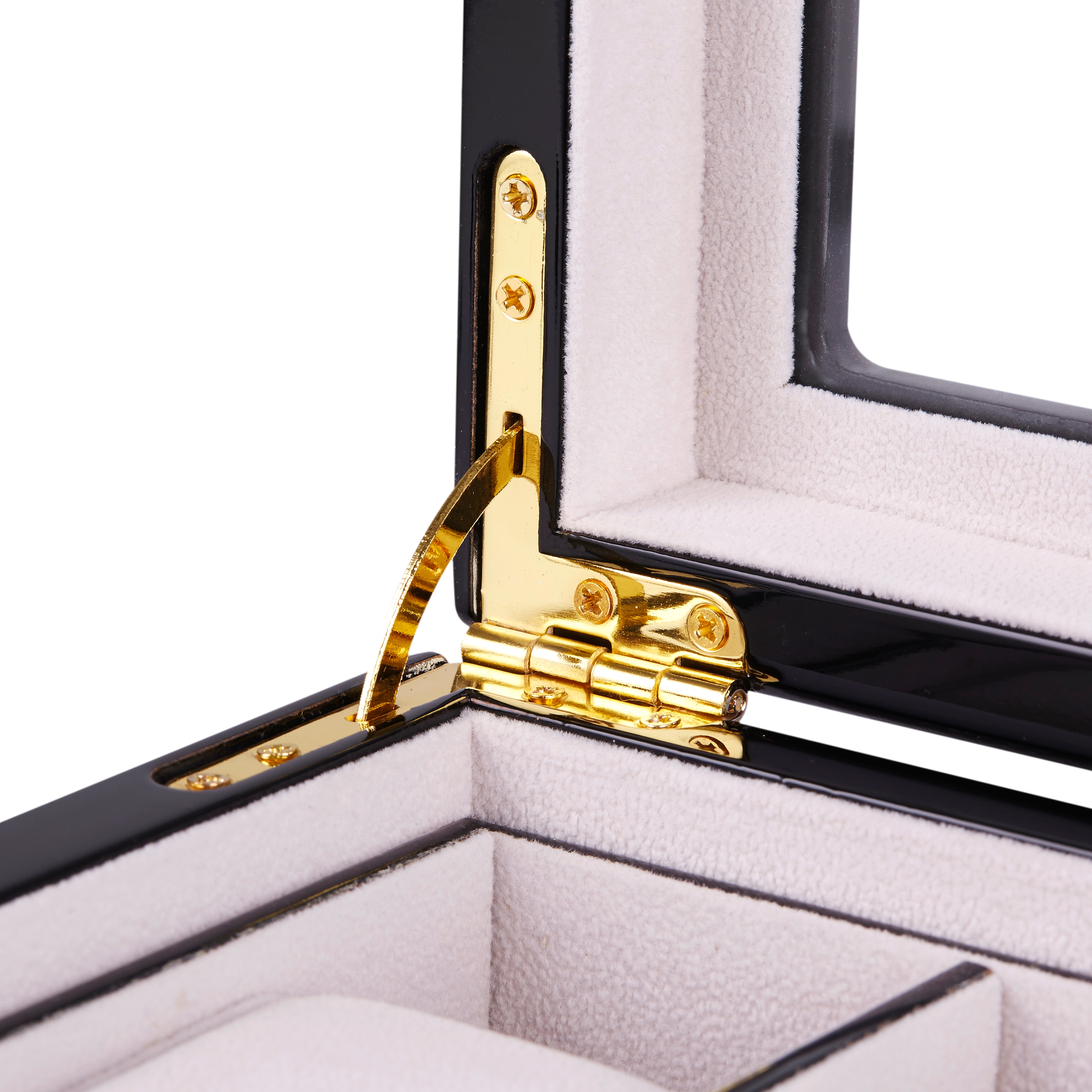 Casetă de vizionare cu încuietoare, din lemn de abanos cu ornamente aurii - 10 ceasuri - 6