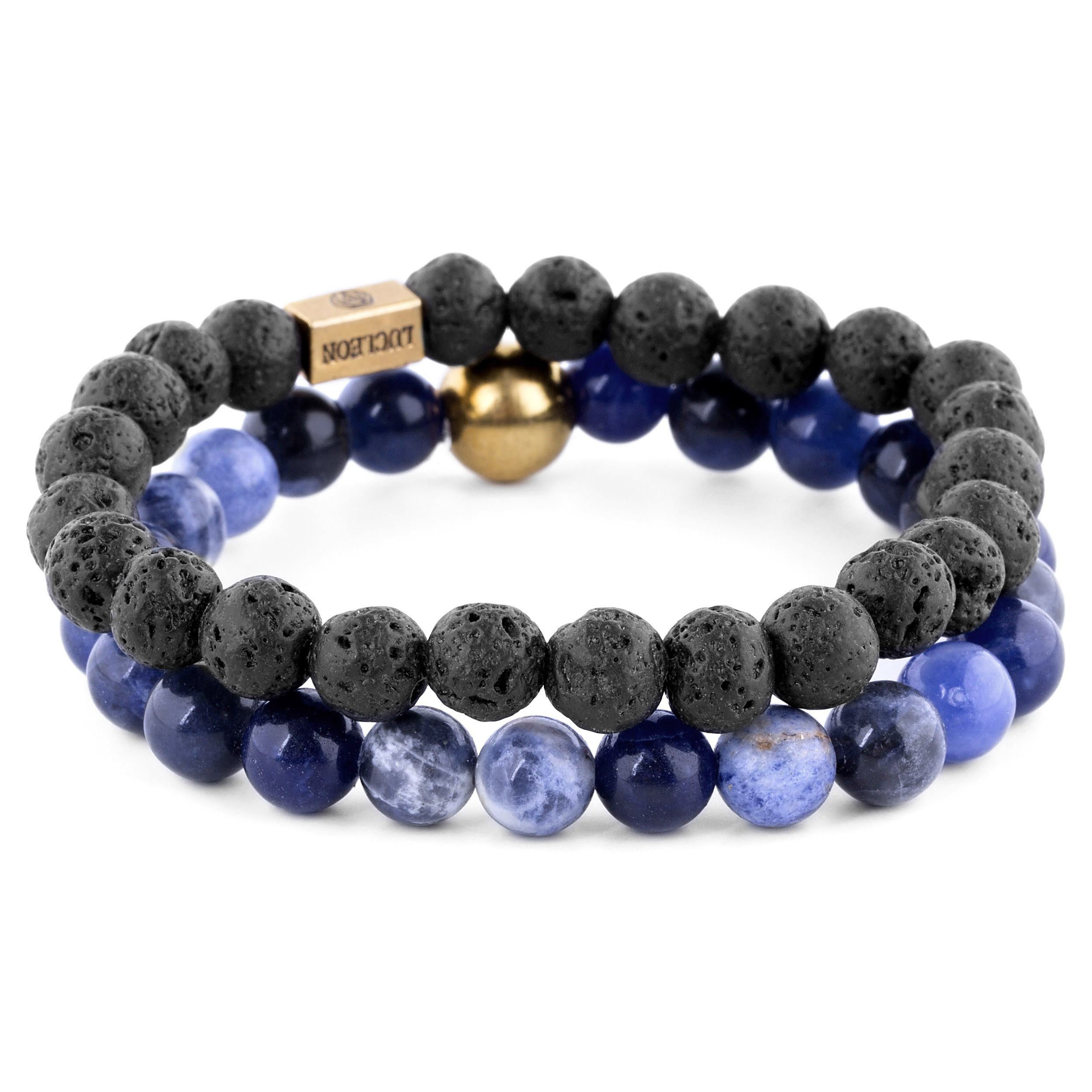 Bracelet Miro en agate bleue et pierres de lave - 6
