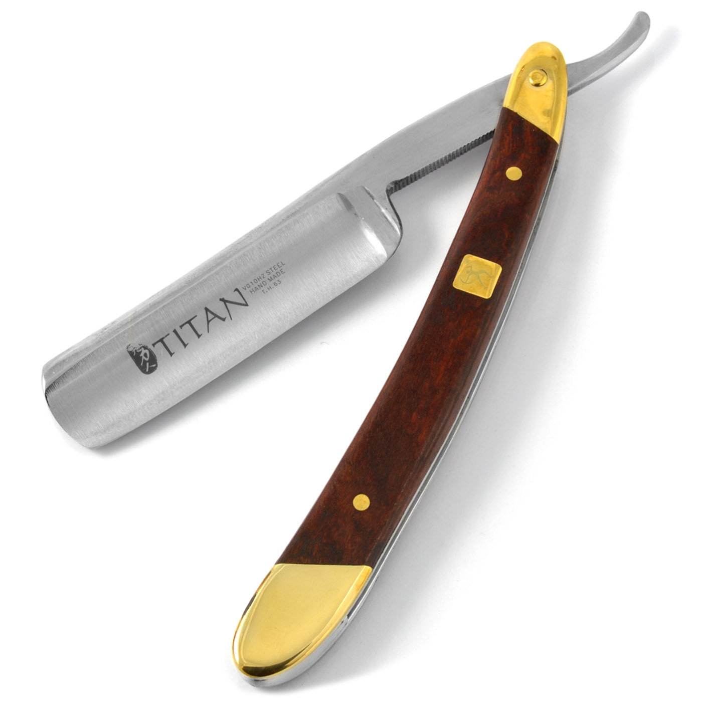 Rød Eik/Gullbelagt Barberkniv 13/16" - 1