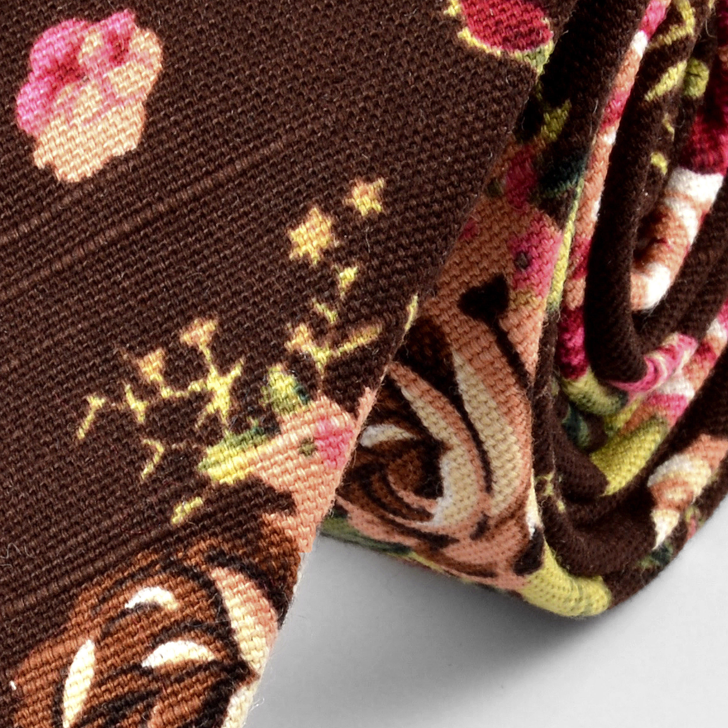 Brown Floral Linen Tie - 2
