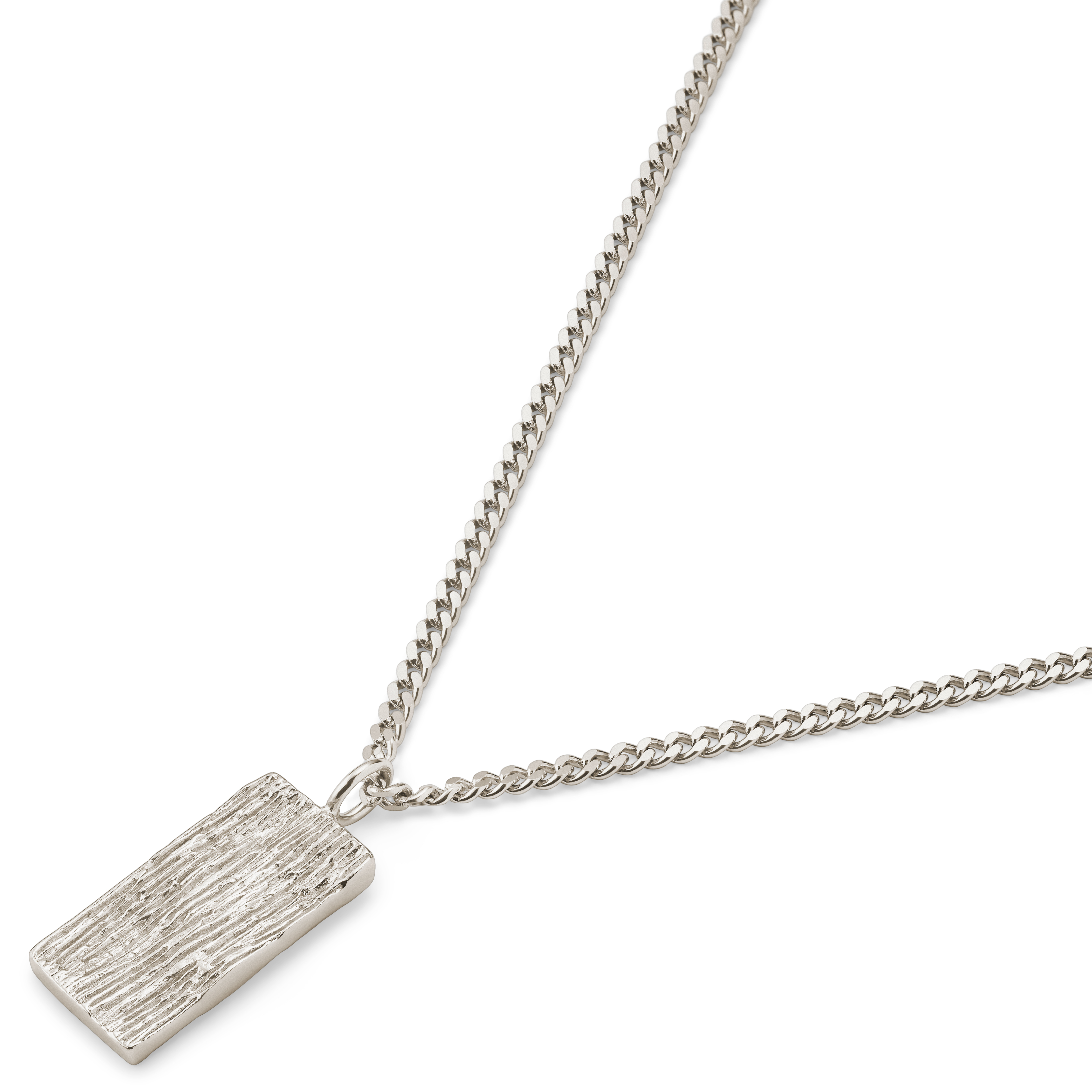 Rustic | Колие с плочка от необработено сребро без покритие - 6