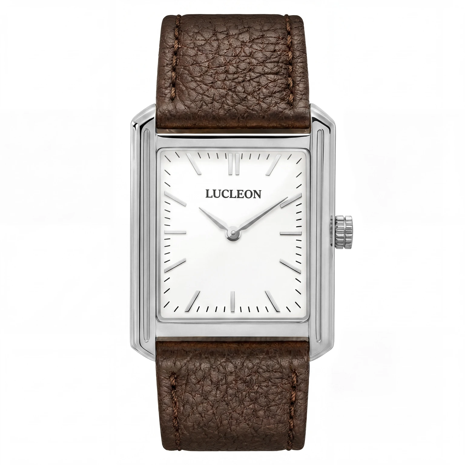 Legacy | Orologio retrò quadrato color argento con quadrante bianco e cinturino in pelle marrone scuro Legacy | Orologio retrò quadrato color argento con quadrante bianco e cinturino in pelle marrone scuro