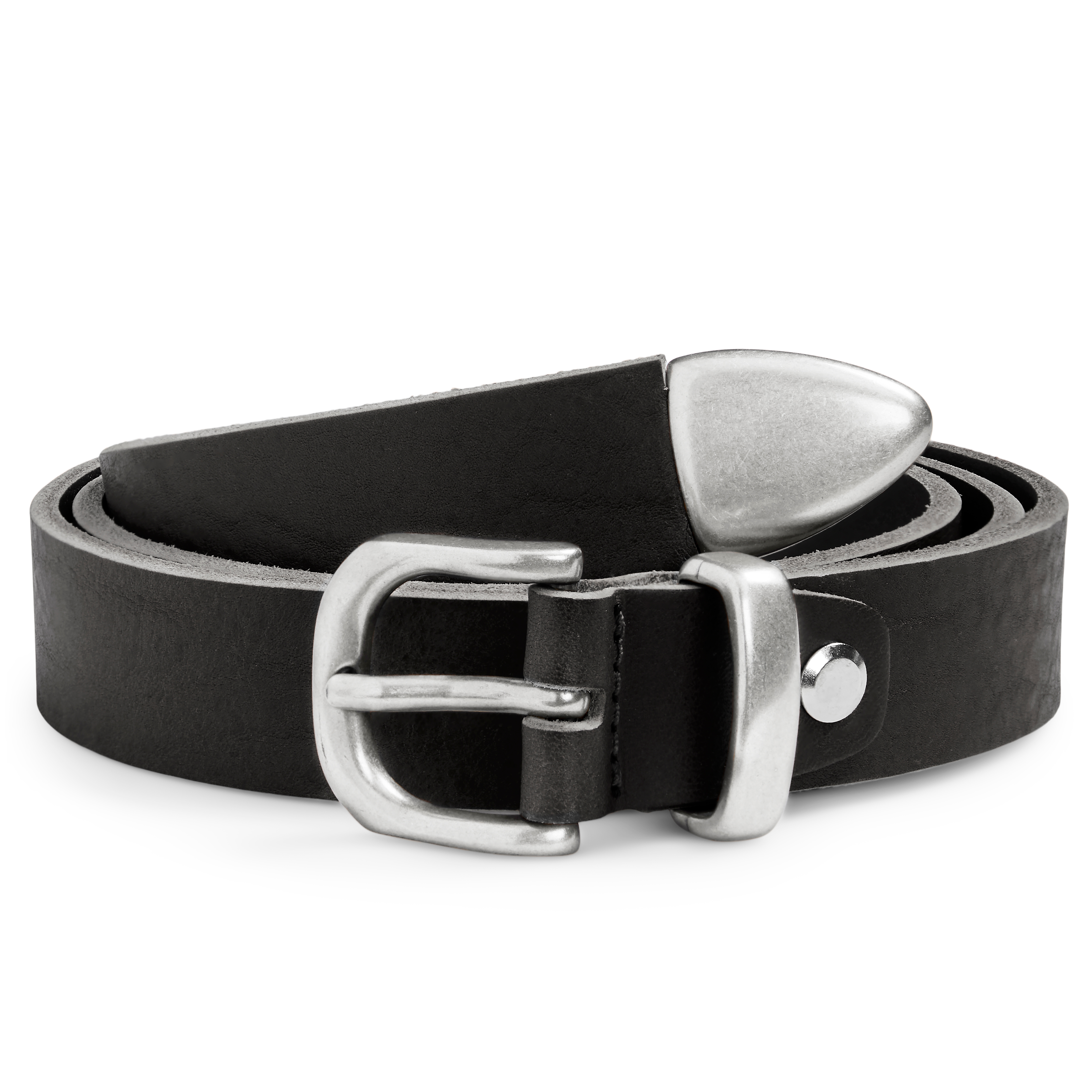 Prairie | Silver-Tone Black Western Belt