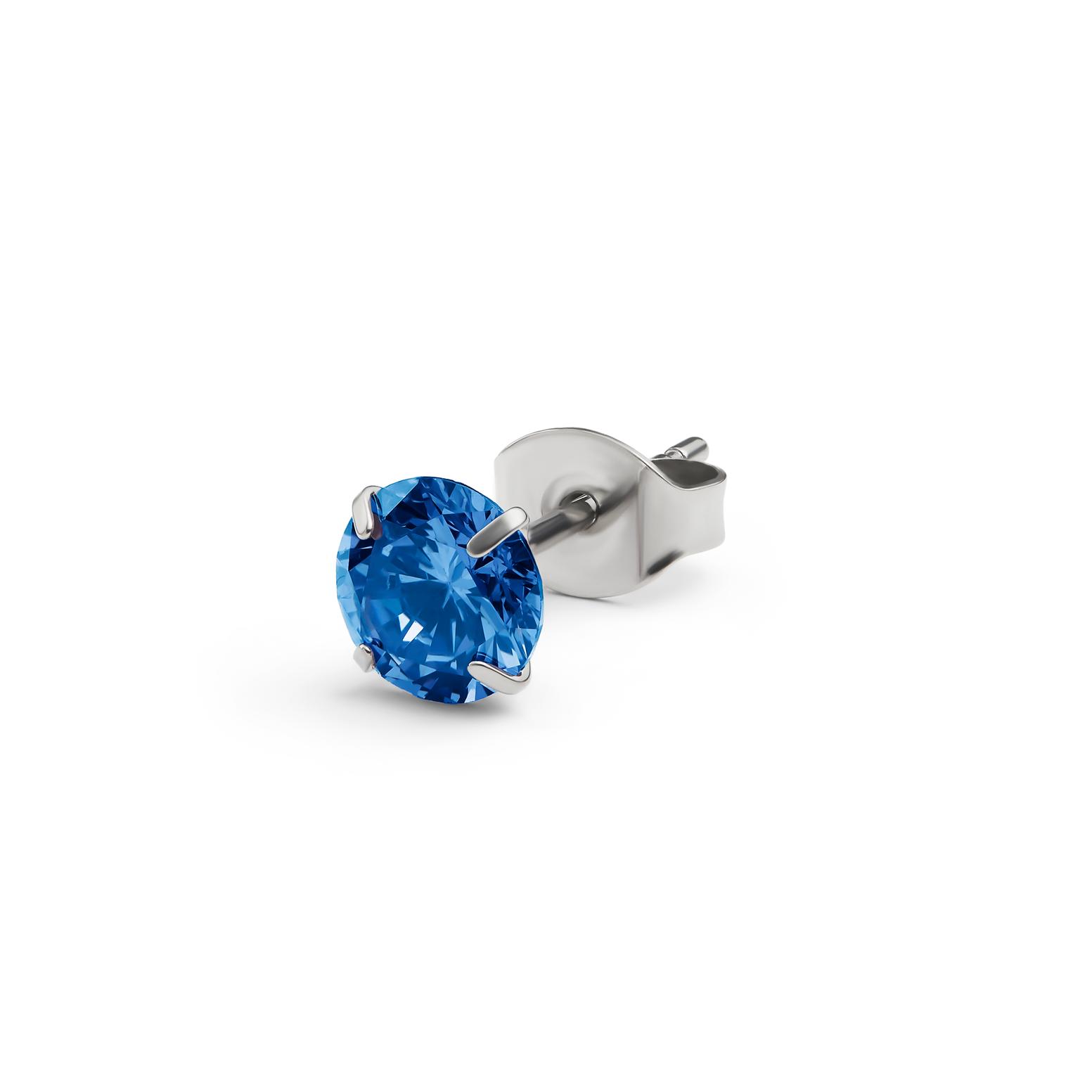 Aura | 6 mm titanium oorknop met blauwe zirkonia Aura | 6 mm titanium oorknop met blauwe zirkonia