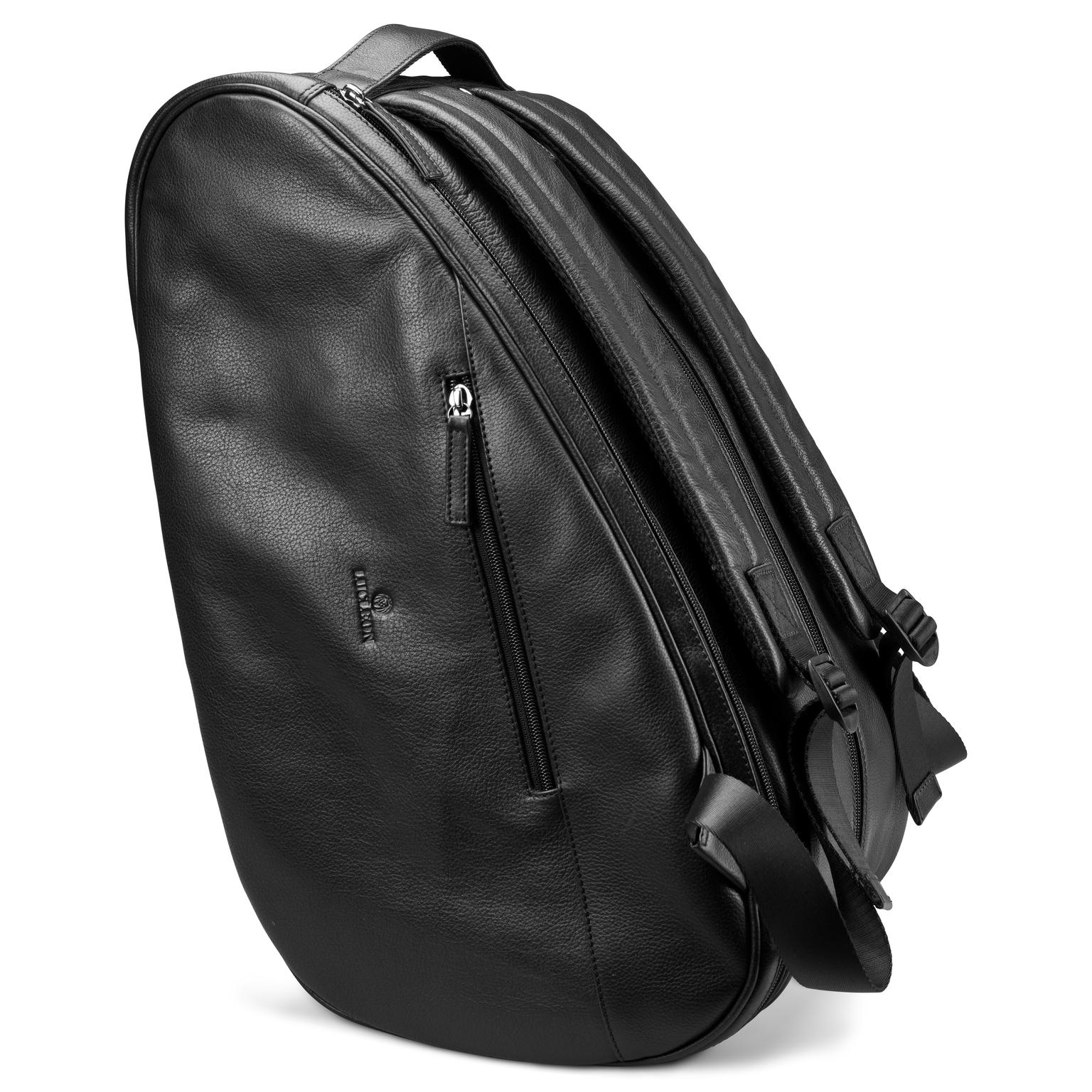 Sac à raquettes en cuir pleine fleur noir Sac à raquettes en cuir pleine fleur noir
