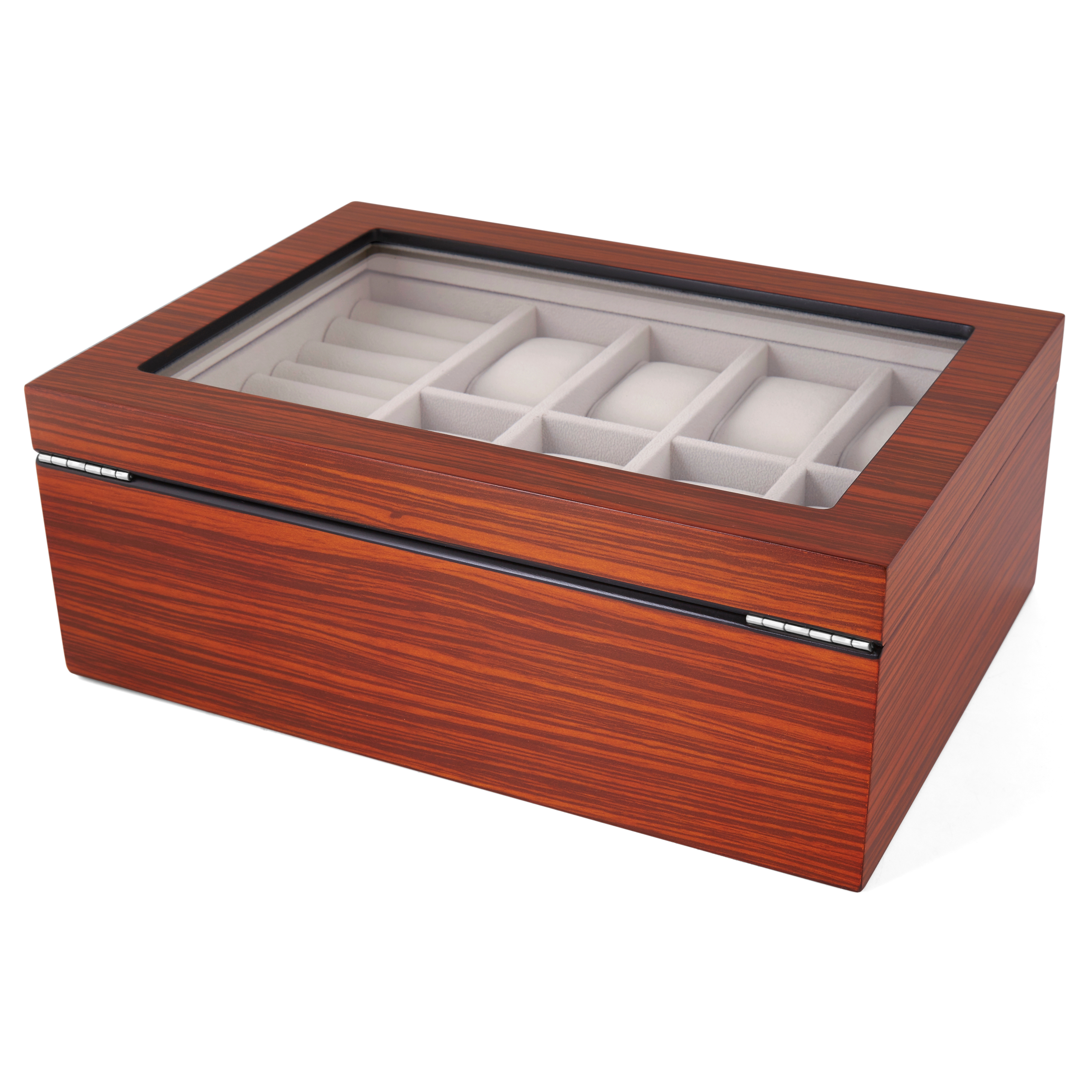 Zebratre Klokke- og Smykkekasse - 8 Klokker - 4