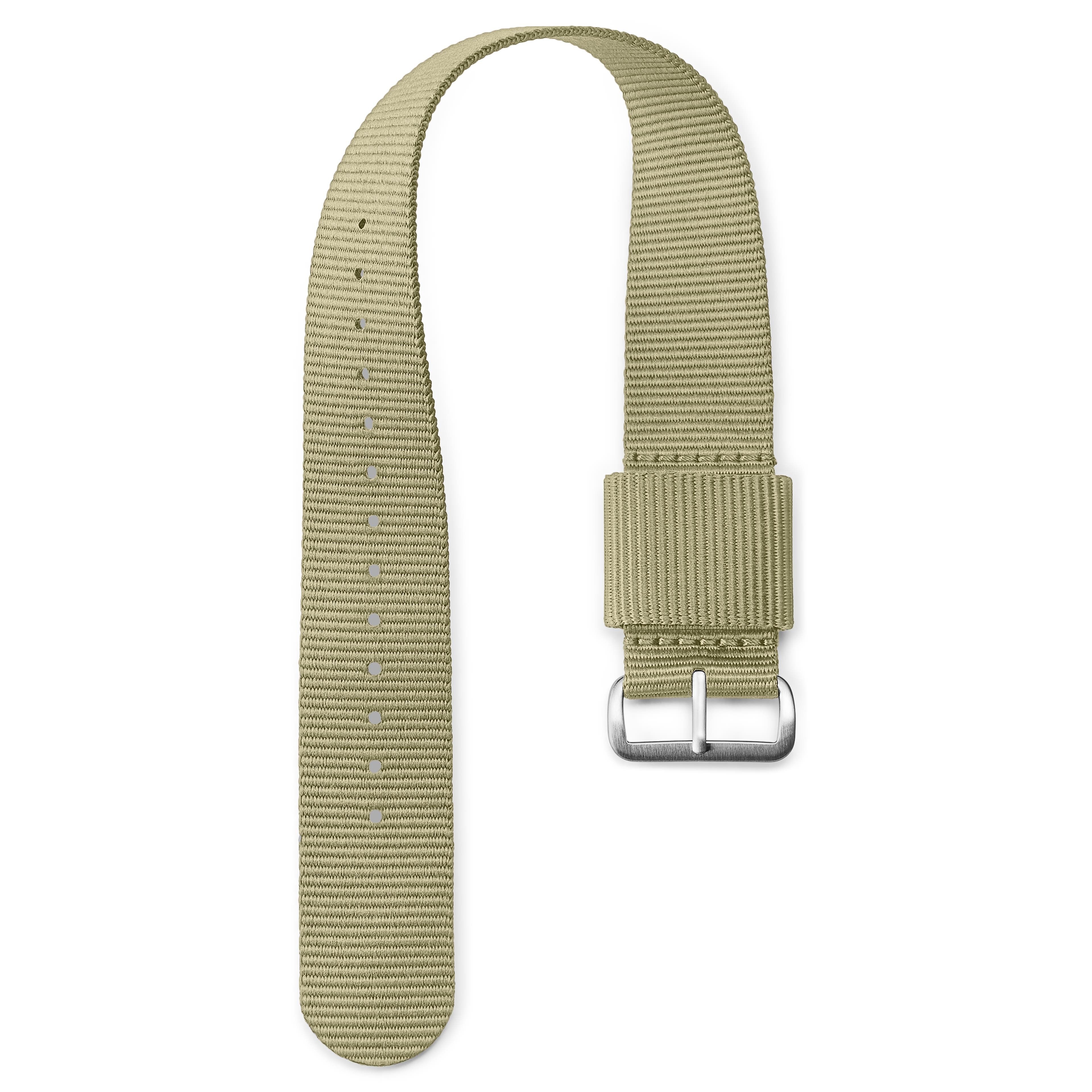 7/8" (22 mm) Light Green Nylon Strap With Silver-Tone Buckle 