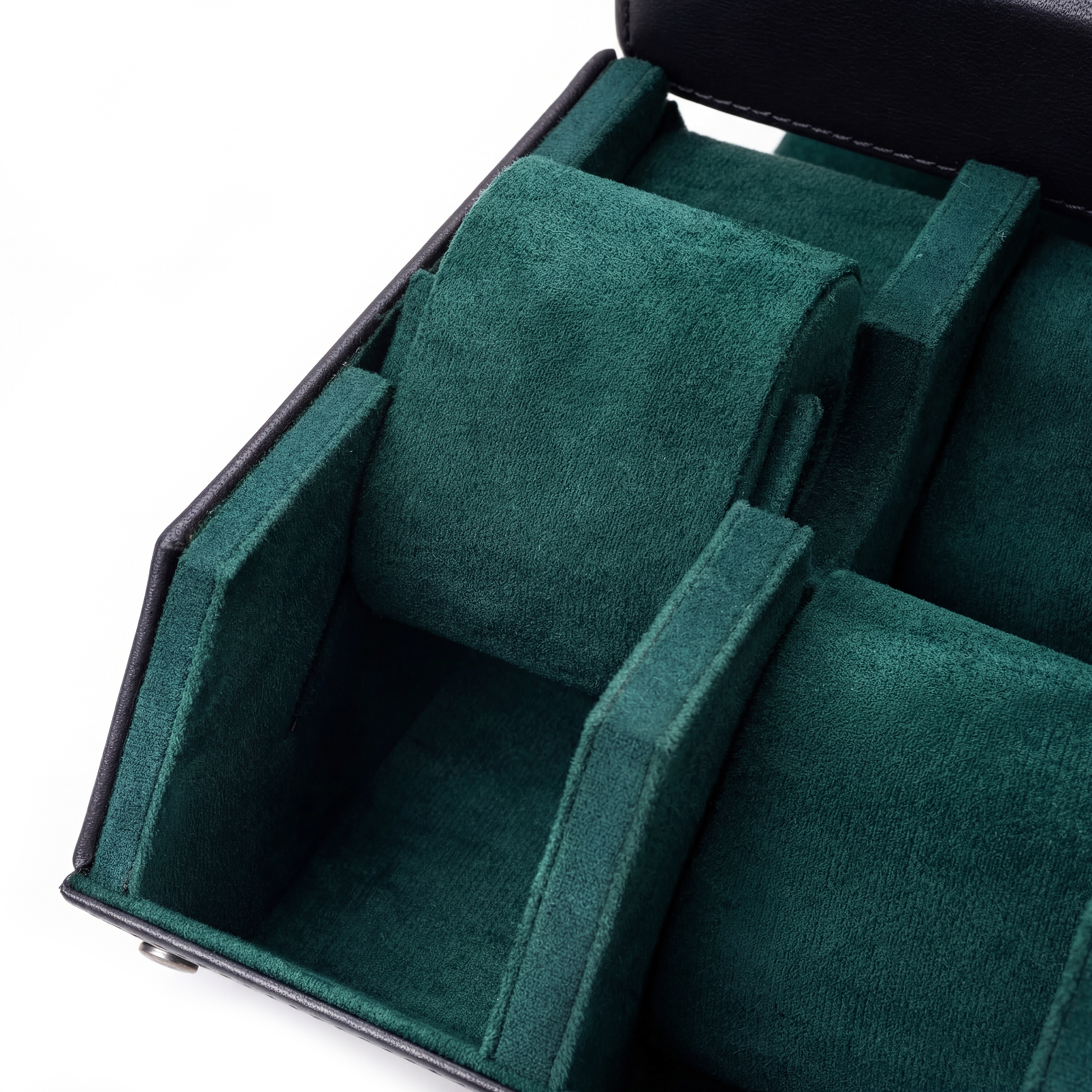 Hexa | Black & Green Faux Leather Hexagonal Watch Box - 6 Watches - 5