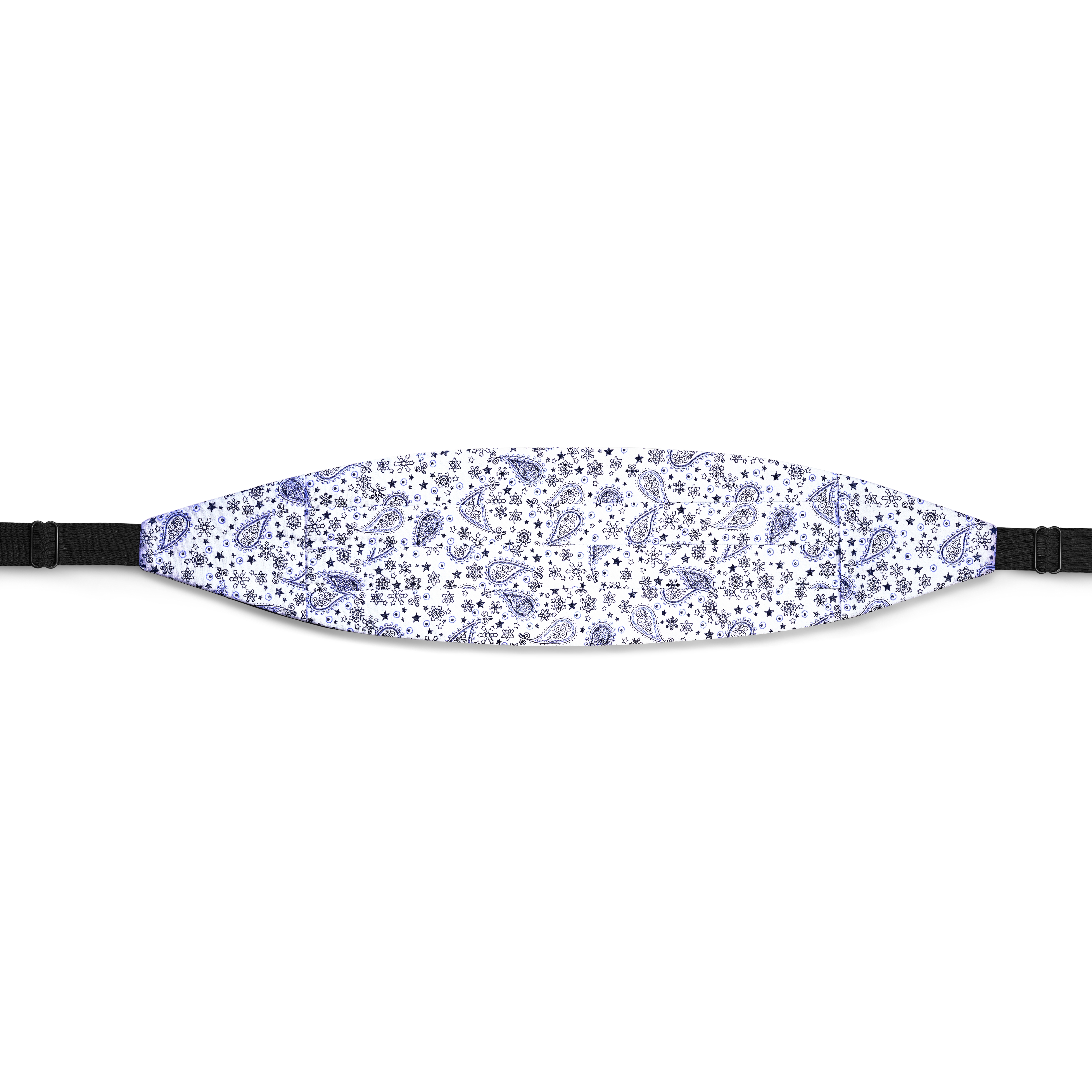 Fajín de seda con estampado de cachemira blanco y azul - 2