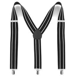Black & White Striped Suspenders