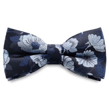 Dianthus | Noeud papillon pré-noué en soie bleue à motif floral Dianthus | Noeud papillon pré-noué en soie bleue à motif floral