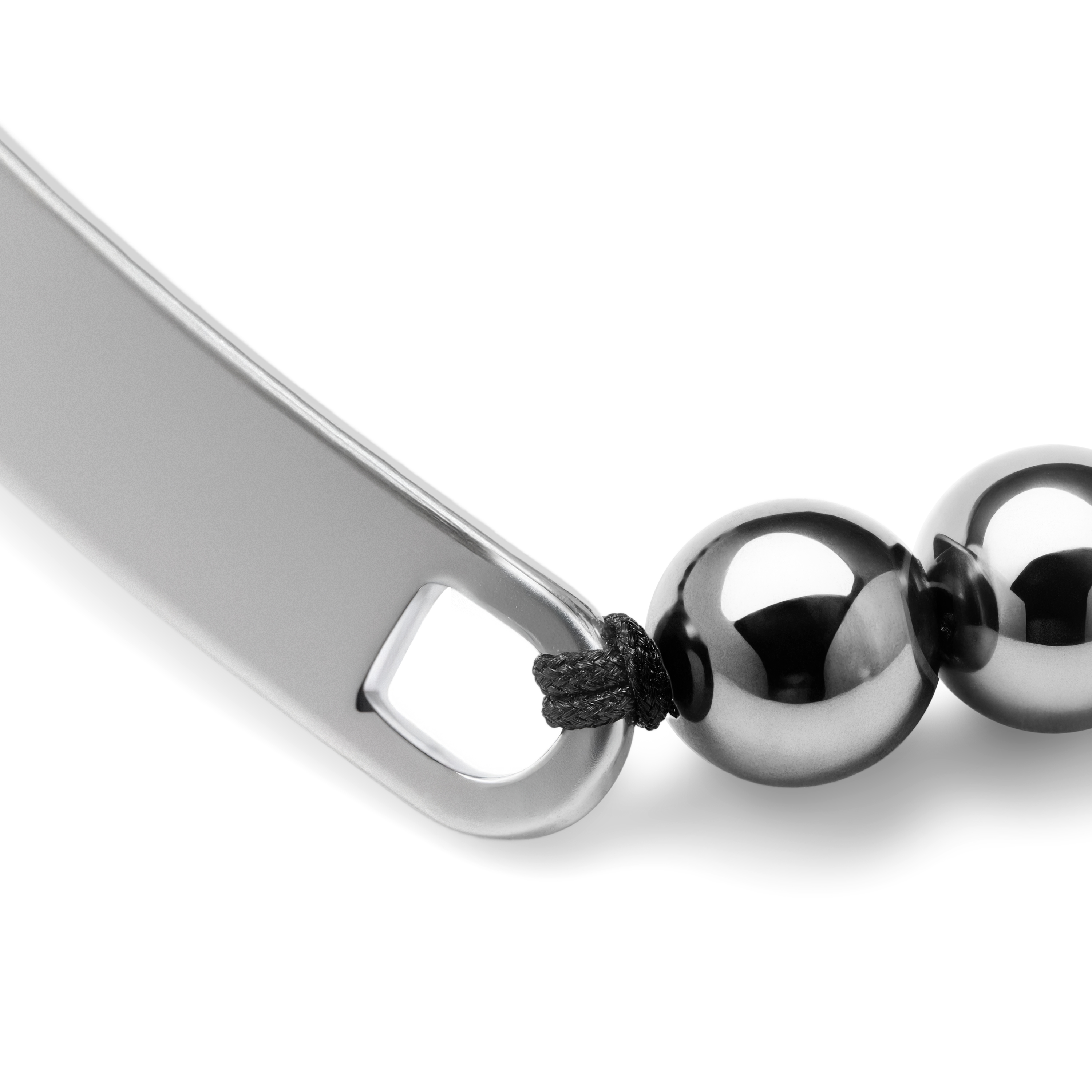 Hematite & Stainless Steel ID Bracelet - 7