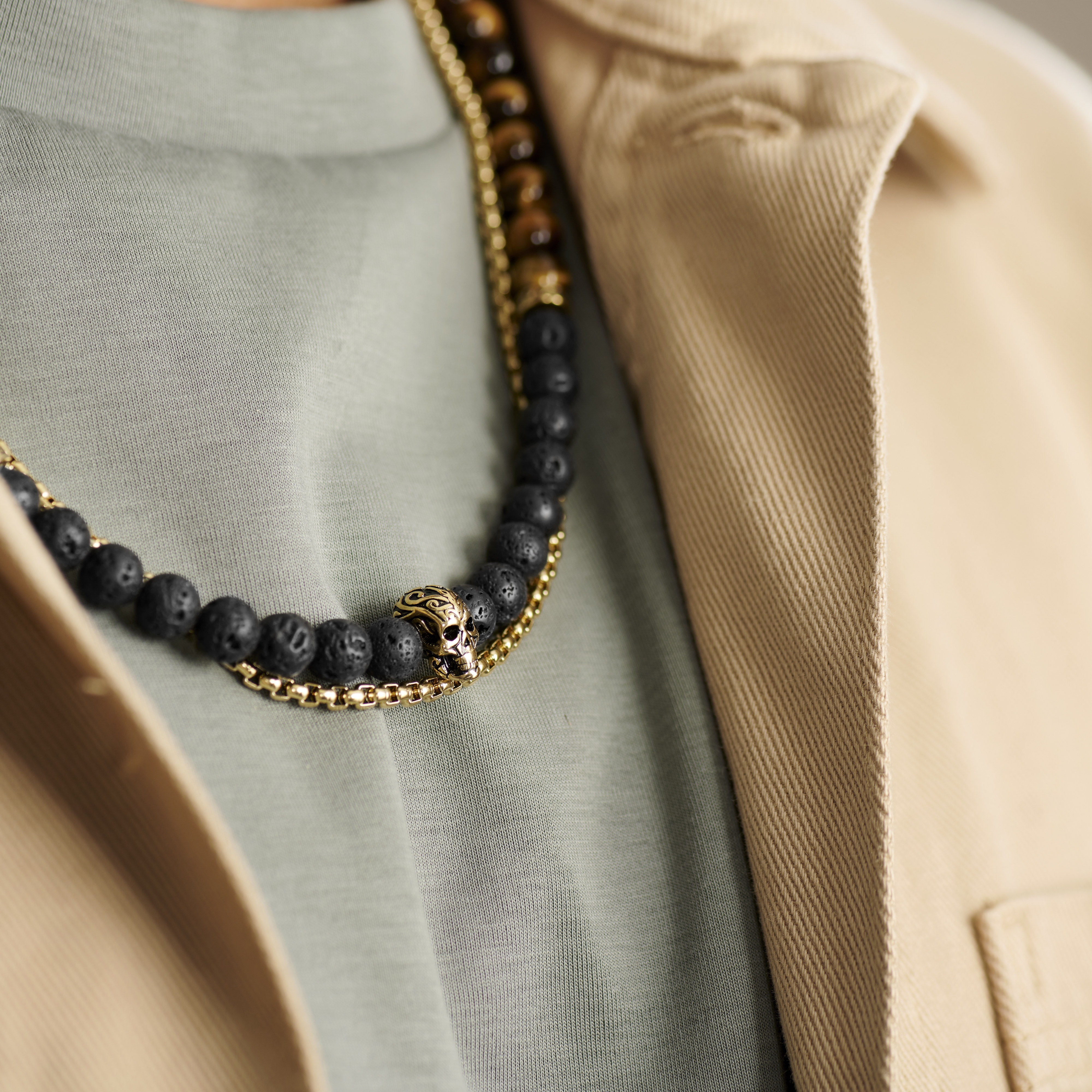 Rico Lava Rock & Tiger’s Eye Necklace Set - 3