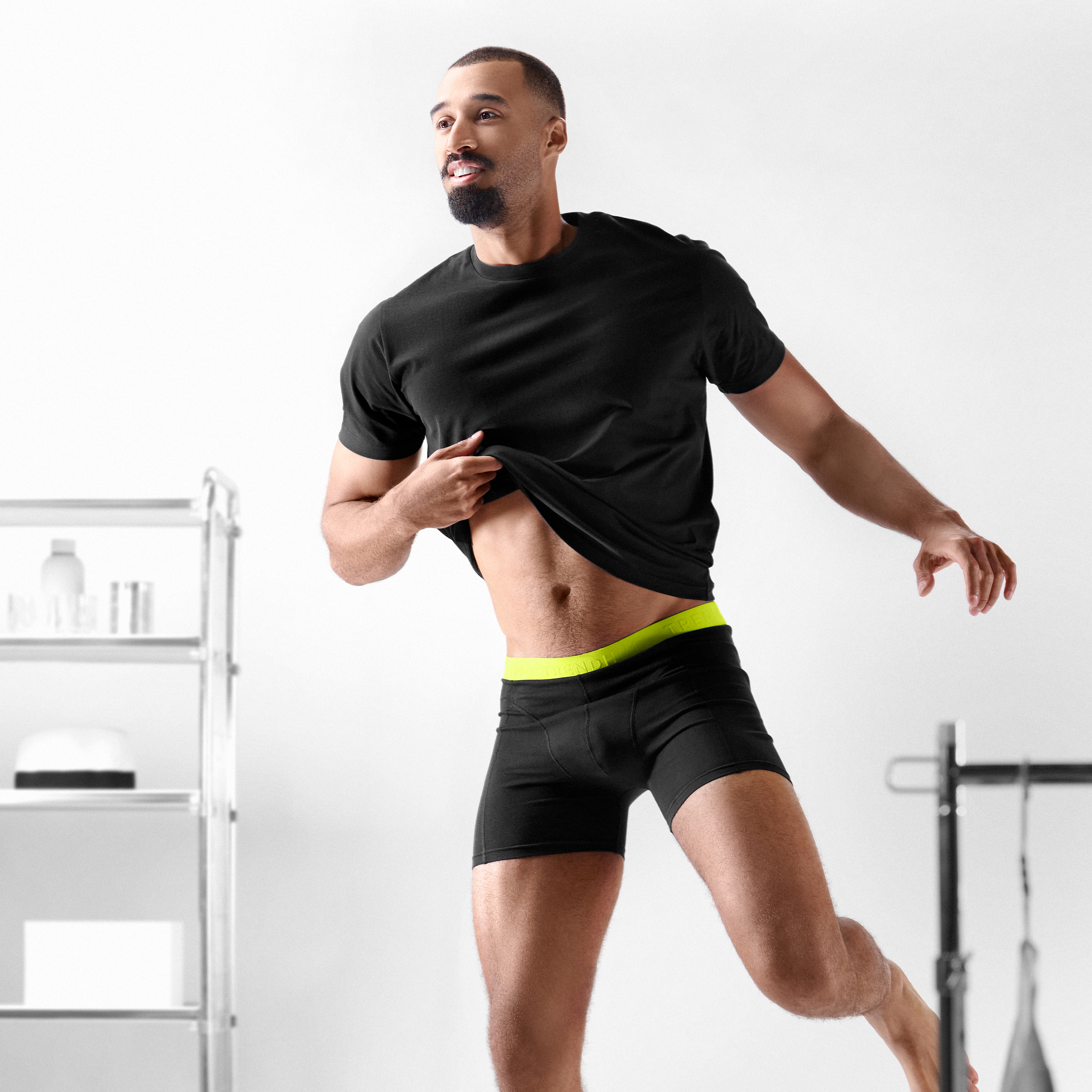 XXL - FlexFeel | Lot de 3 boxers noirs en coton avec ceinture élastique jaune fluo - 4