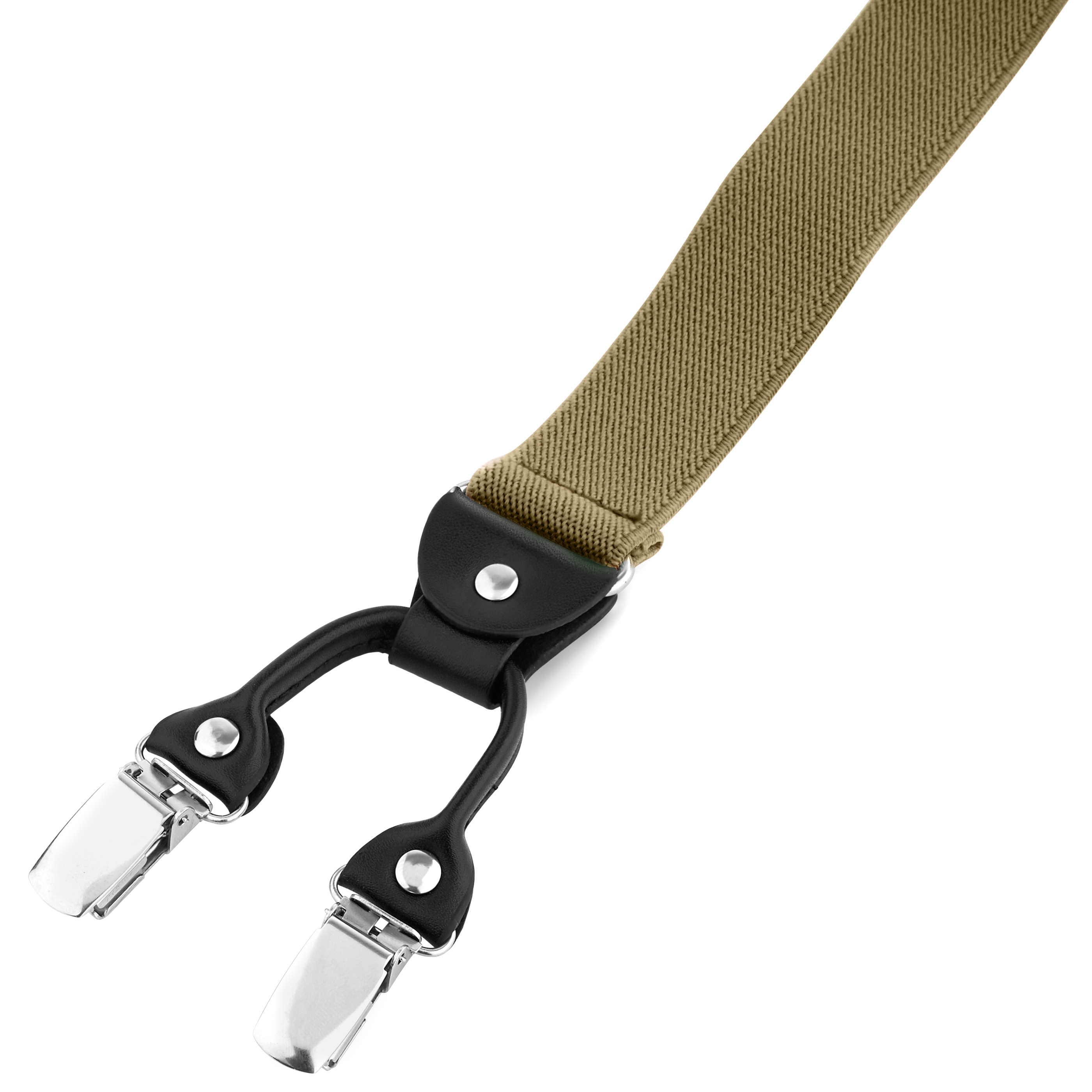 Tejeskávé barna színű keskeny, csipeszes nadrágtartó - 2