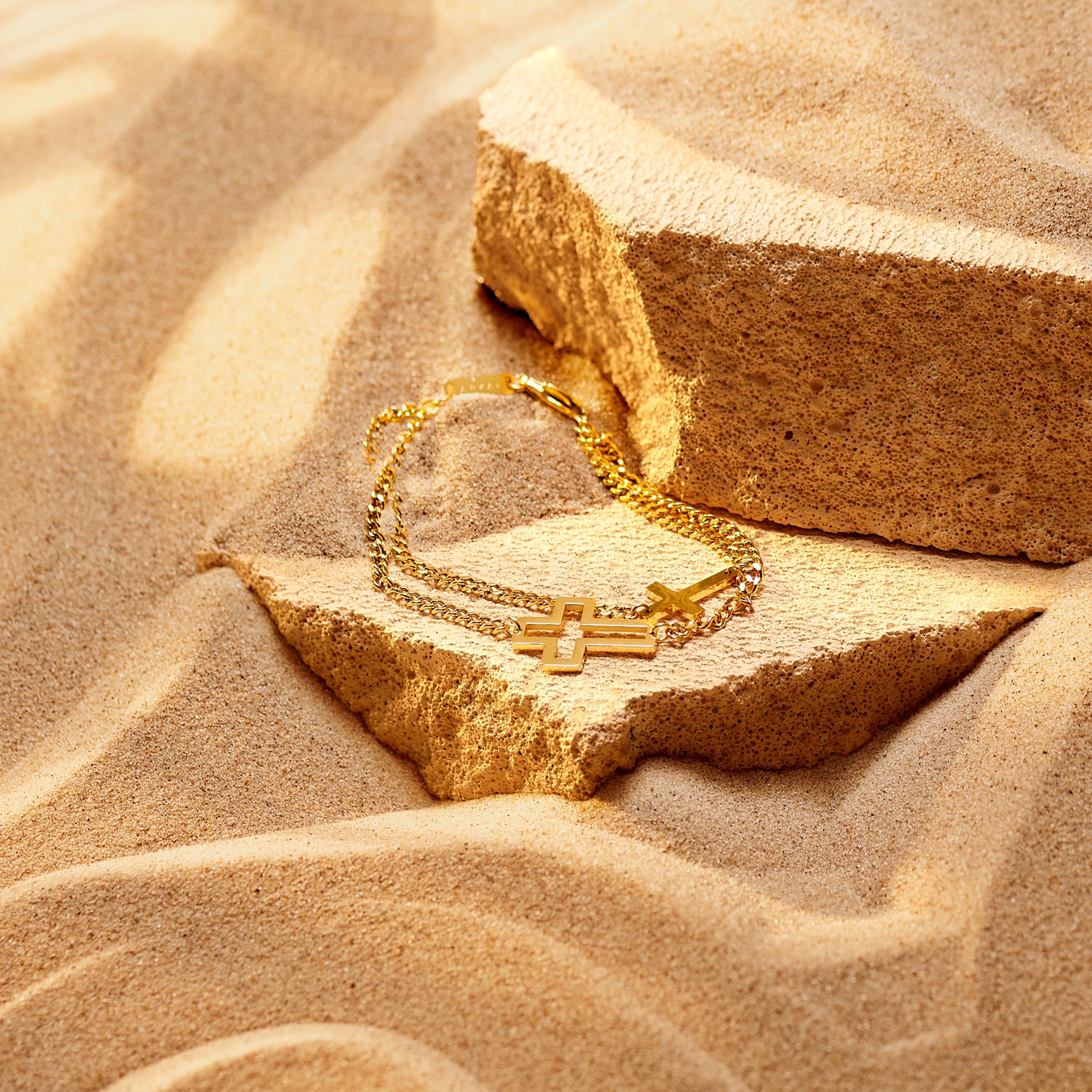 Unity | Kullanvärinen kaksiketjuinen ristirannekoru - 2