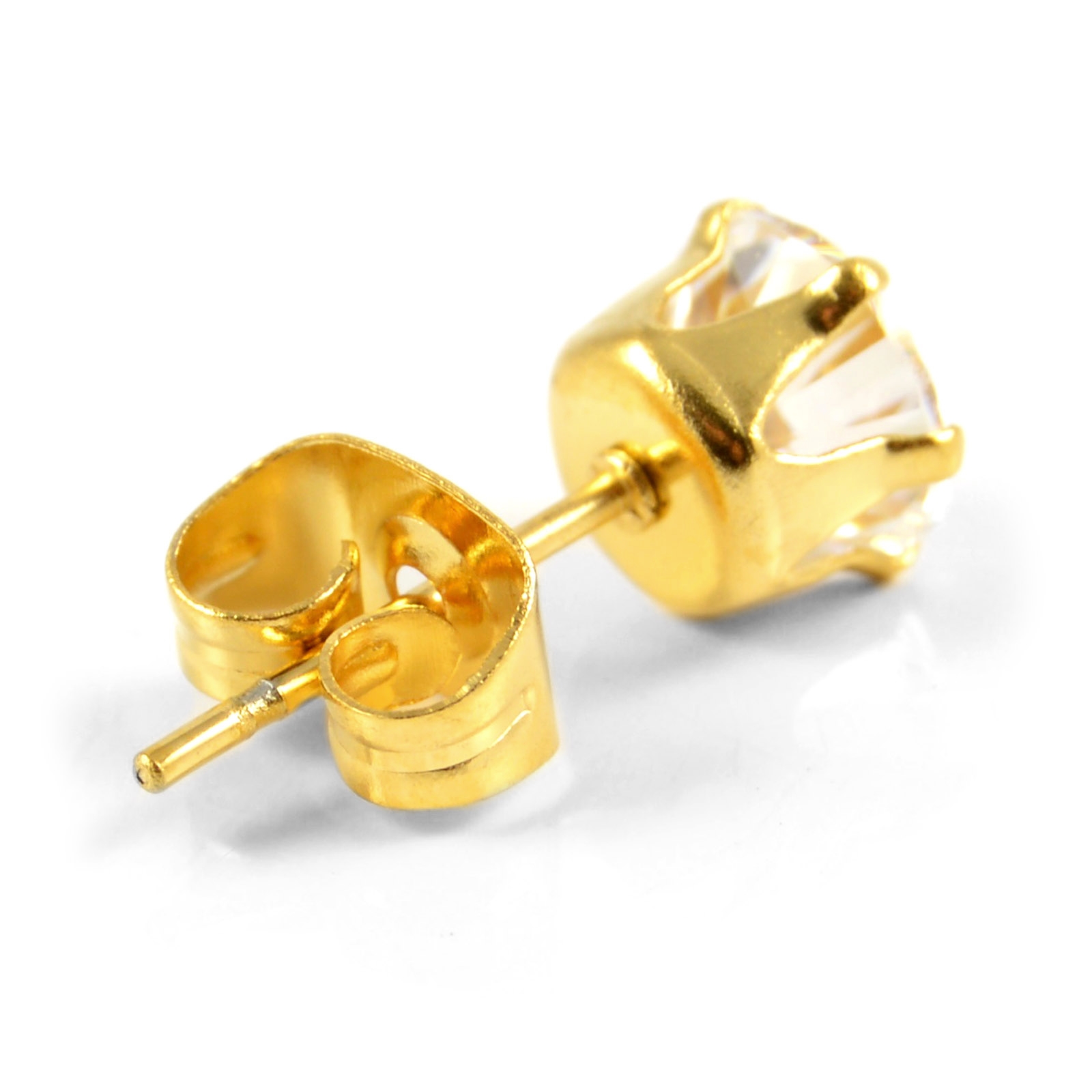 6mm Gull-farget Zirkon Ørepynt - 4