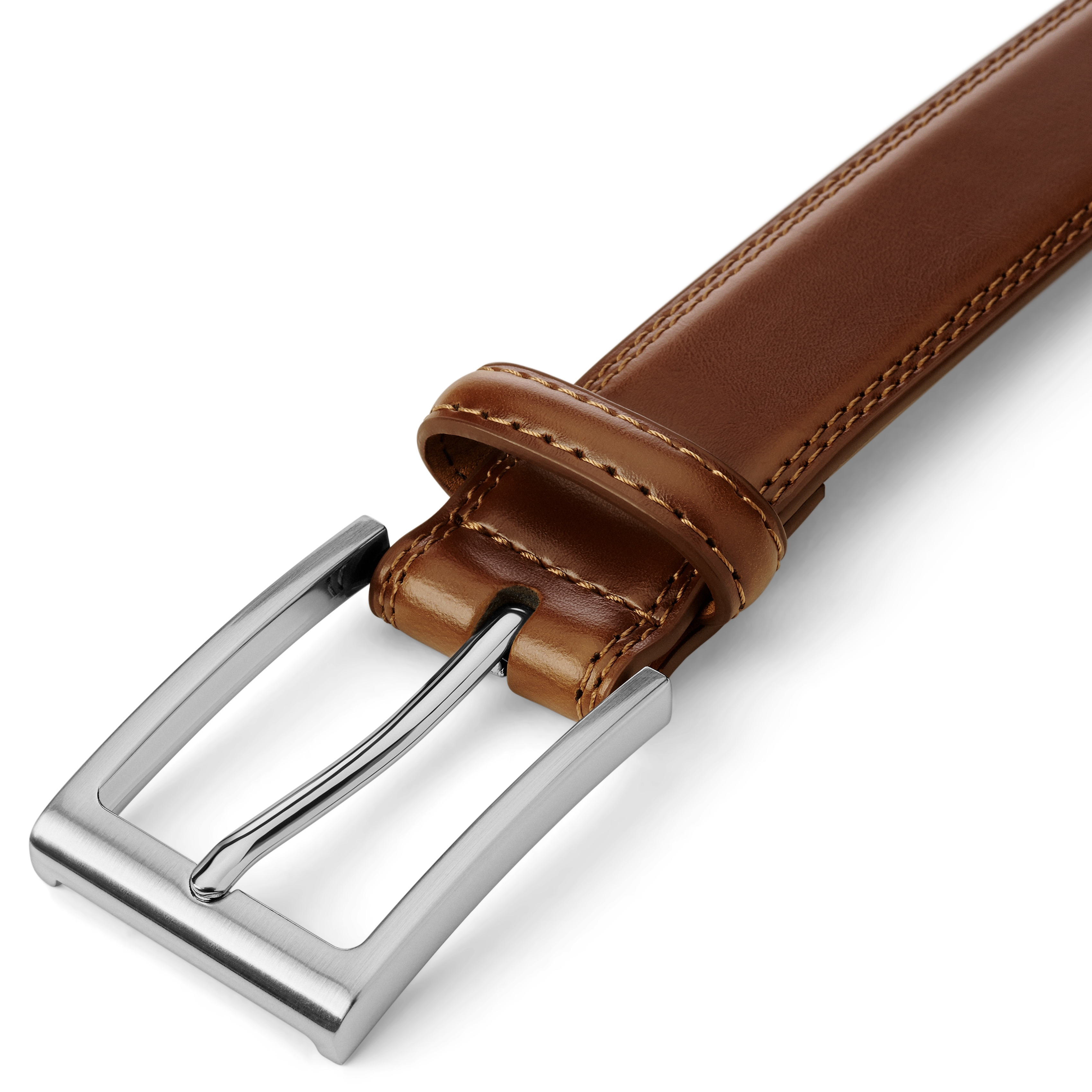 Light Brown Glossy Faux Leather Belt - 4