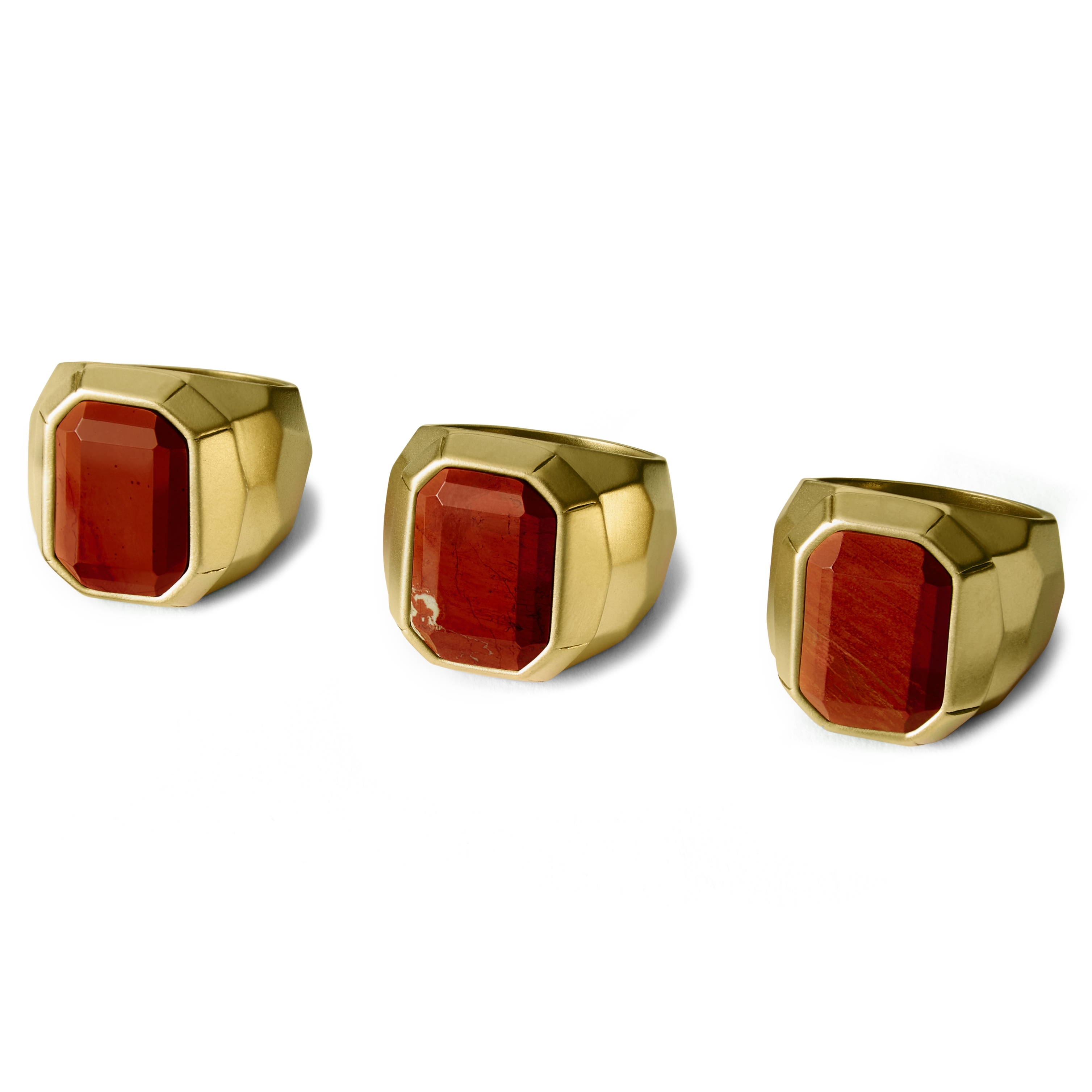 Jax Gold-Tone Stainless Steel & Red Jasper Signet Ring - 4