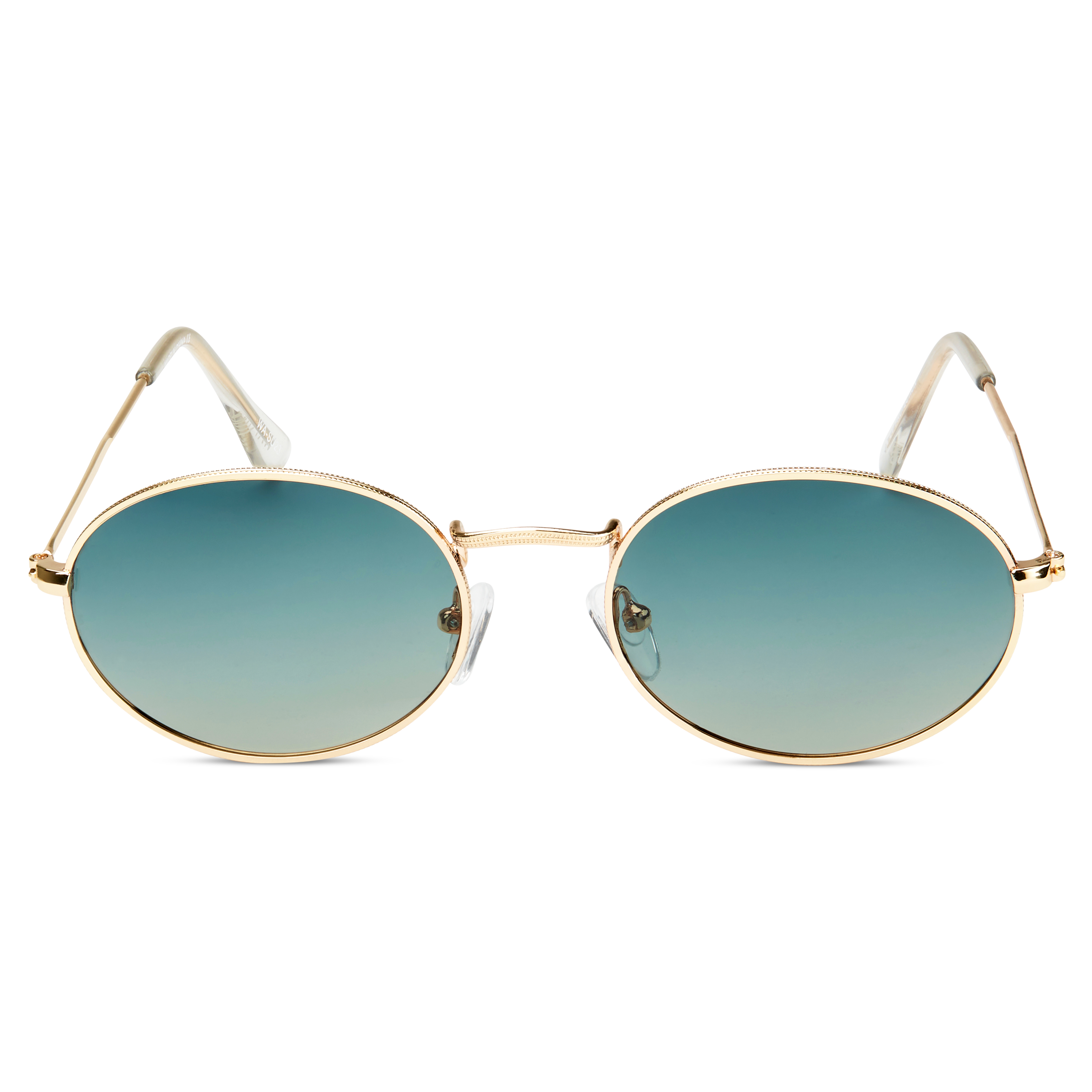 Ambit Gold-Tone & Green Oval Sunglasses 
