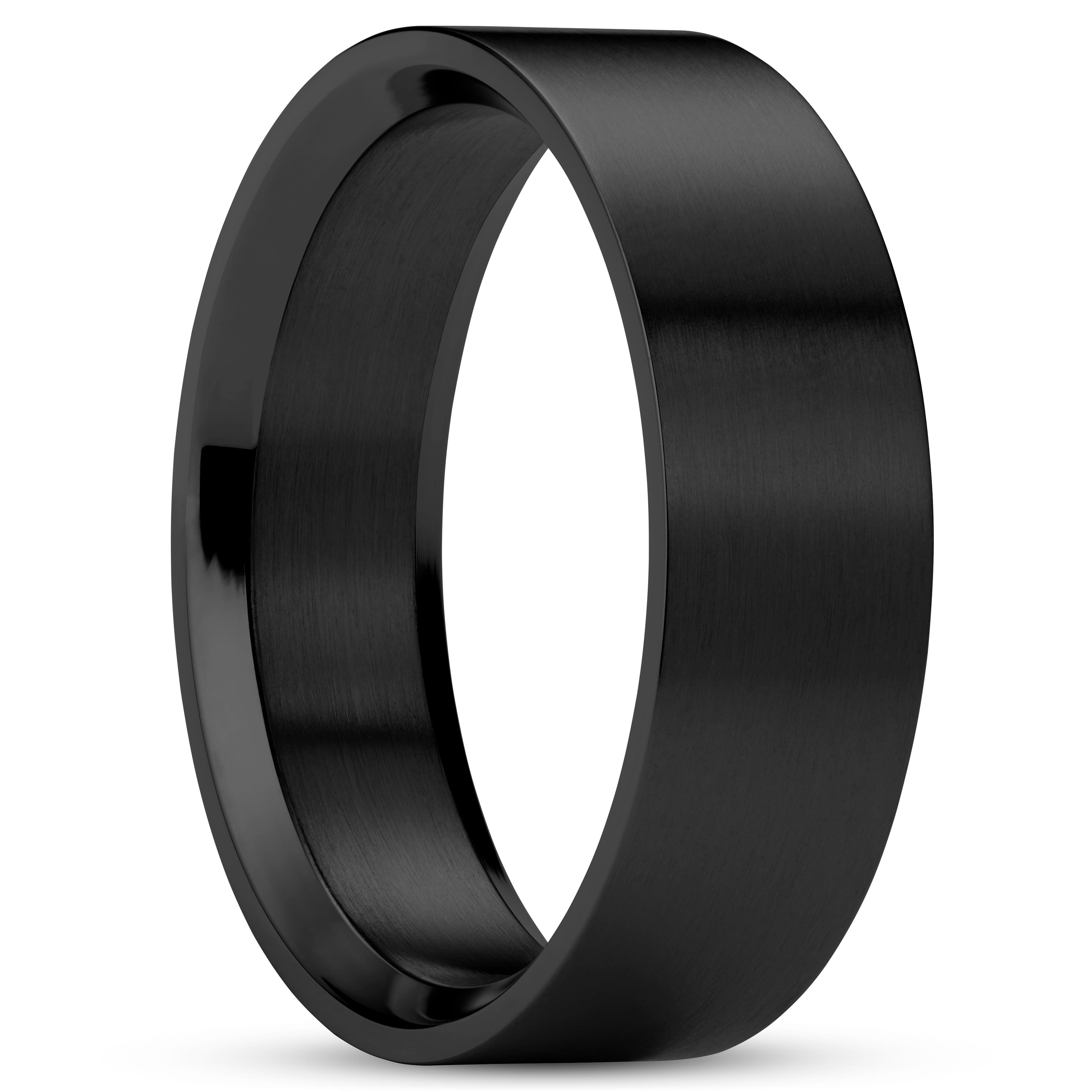 Matný černý ocelový prsten