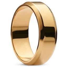 Ferrum | 8 mm Gepolijste Goudkleurige Roestvrijstalen Ring met Afgeschuinde Randen