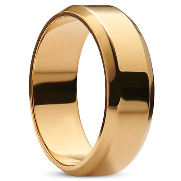 8 mm leštený prsteň so skoseným okrajom z nehrdzavejúcej ocele v zlatej farbe