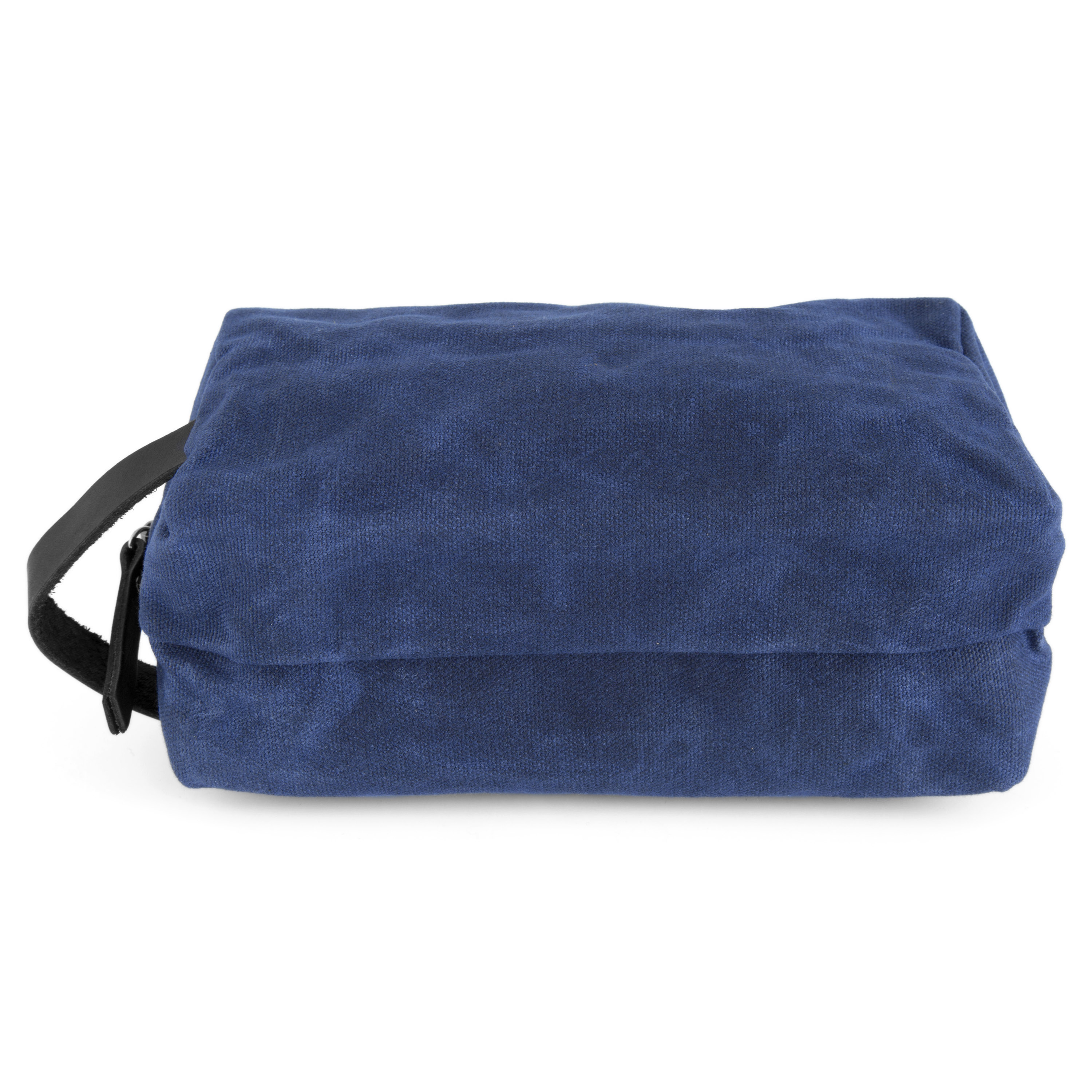 Marineblauwe Finch Waxed Canvas Toilettas - 7